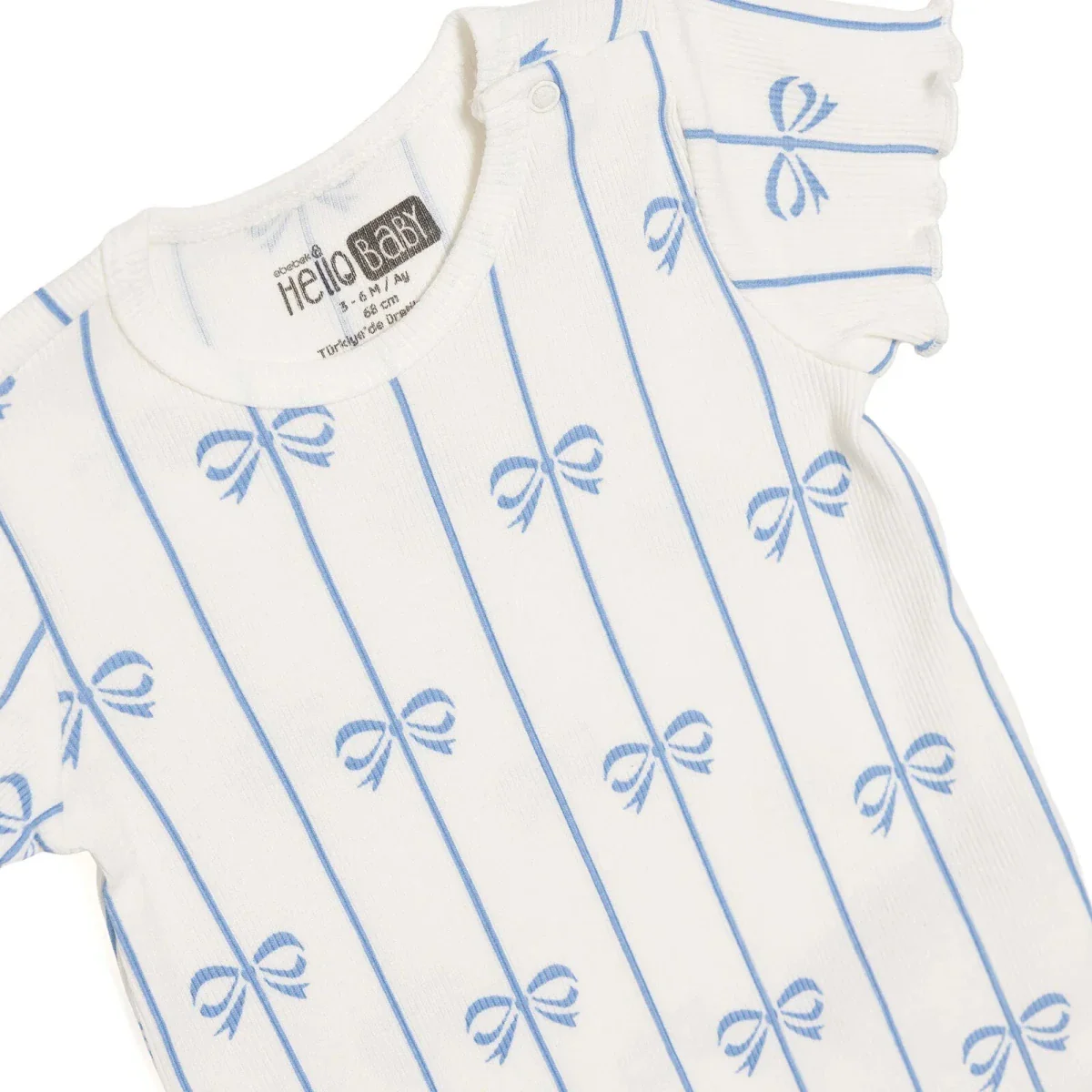 HelloBaby Girls Short-Sleeve Bodysuit Bow Print - Ecru - Image 3