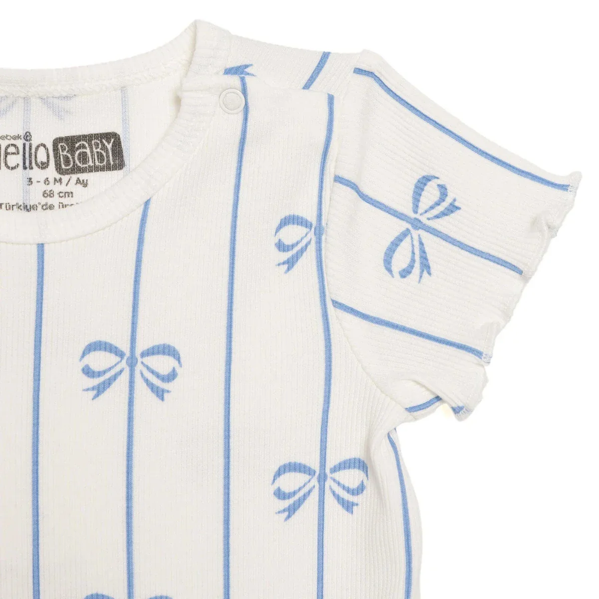 HelloBaby Girls Short-Sleeve Bodysuit Bow Print - Ecru - Image 4