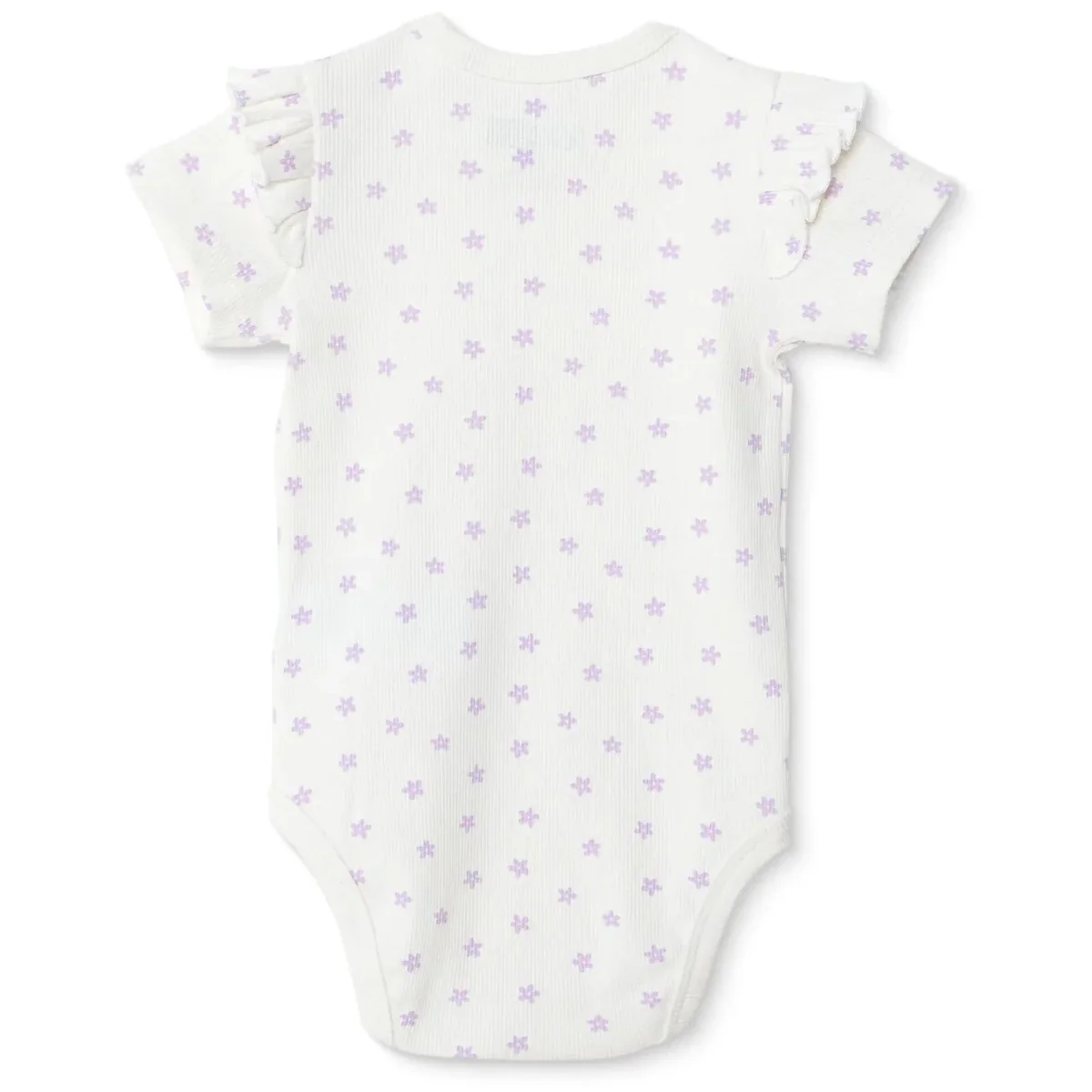 HelloBaby Girls Short-Sleeve Bodysuit Floral Print Crew Neck - Ecru - Image 2