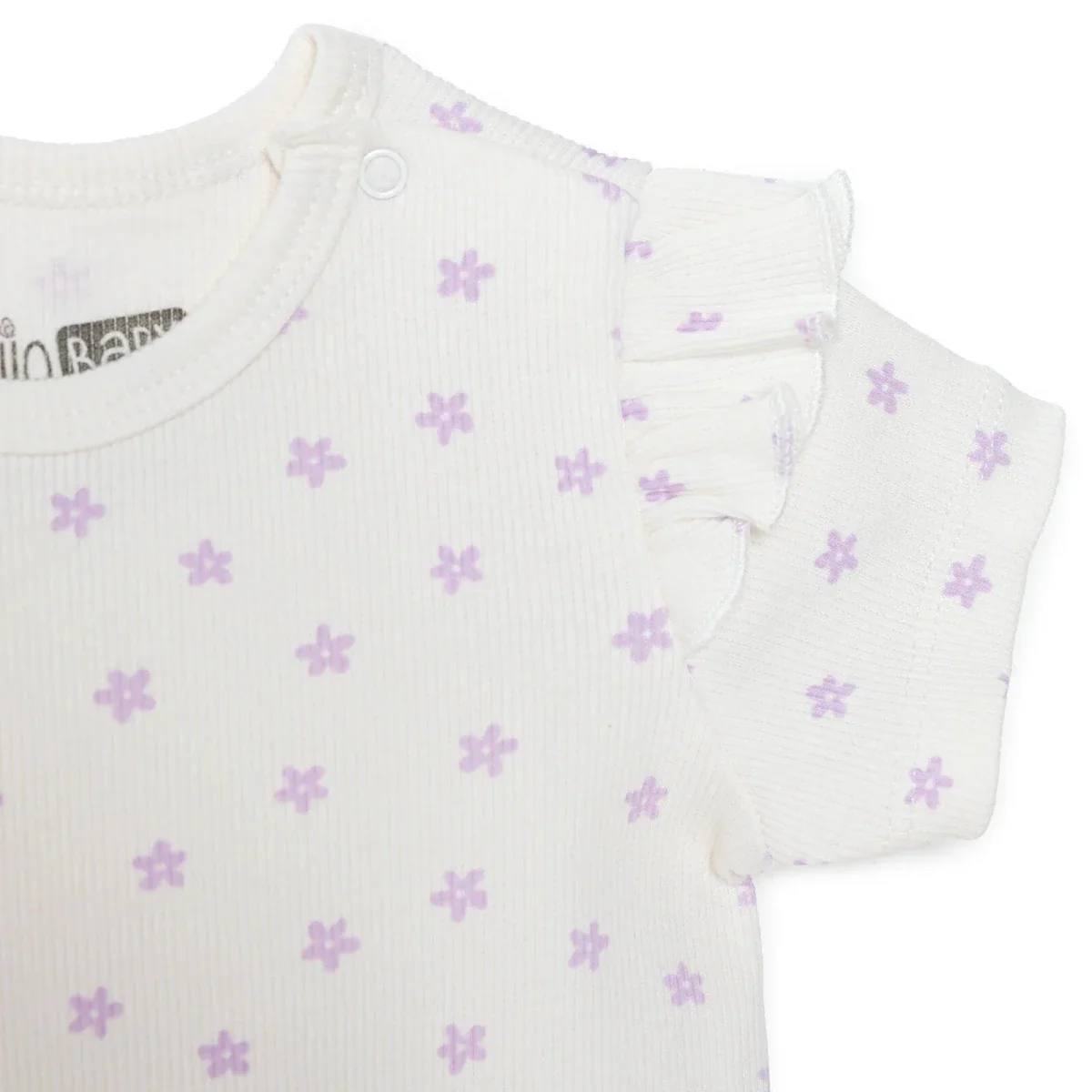 HelloBaby Girls Short-Sleeve Bodysuit Floral Print Crew Neck - Ecru - Image 4