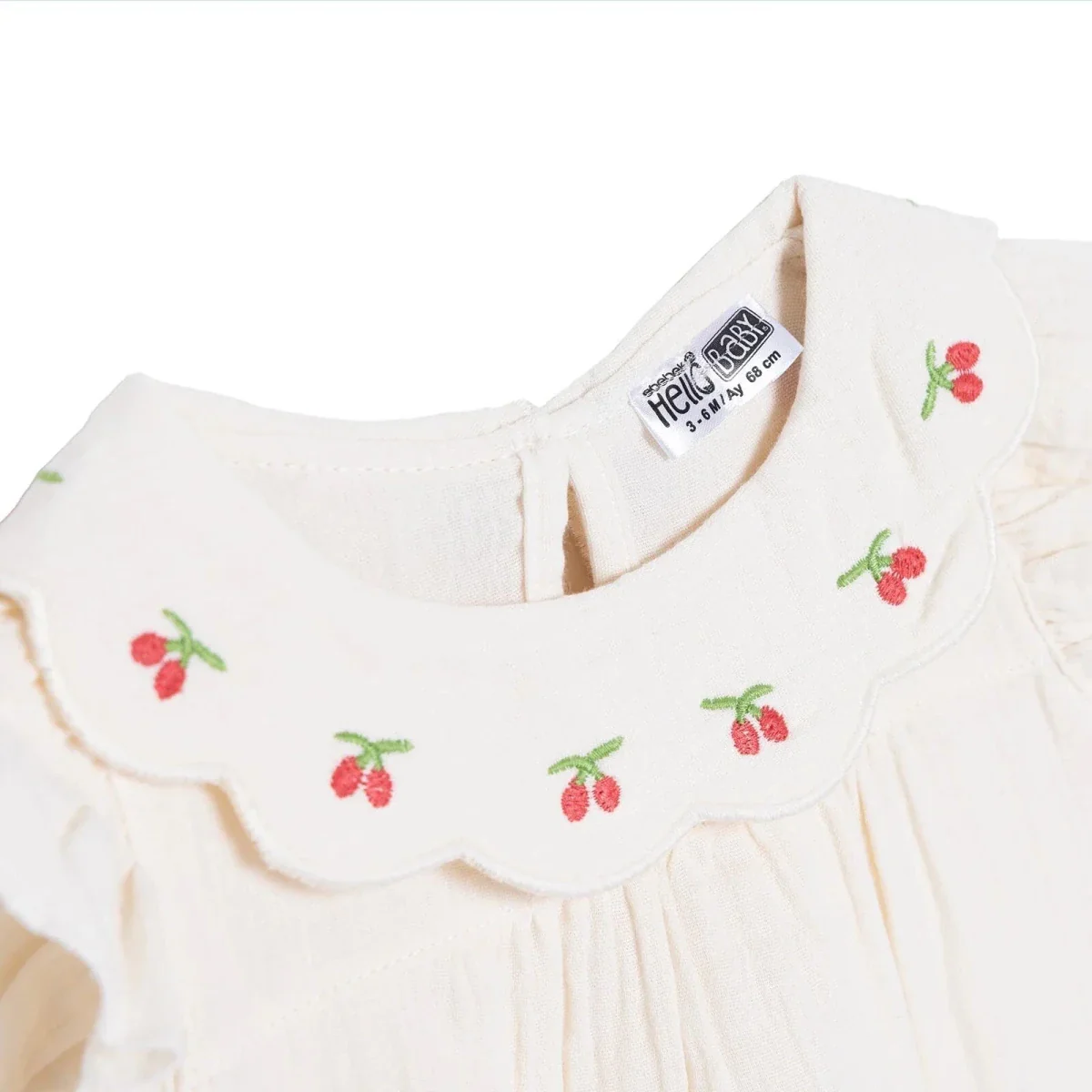 HelloBaby Girls Short-Sleeve Muslin Bodysuit - Ecru - Image 3