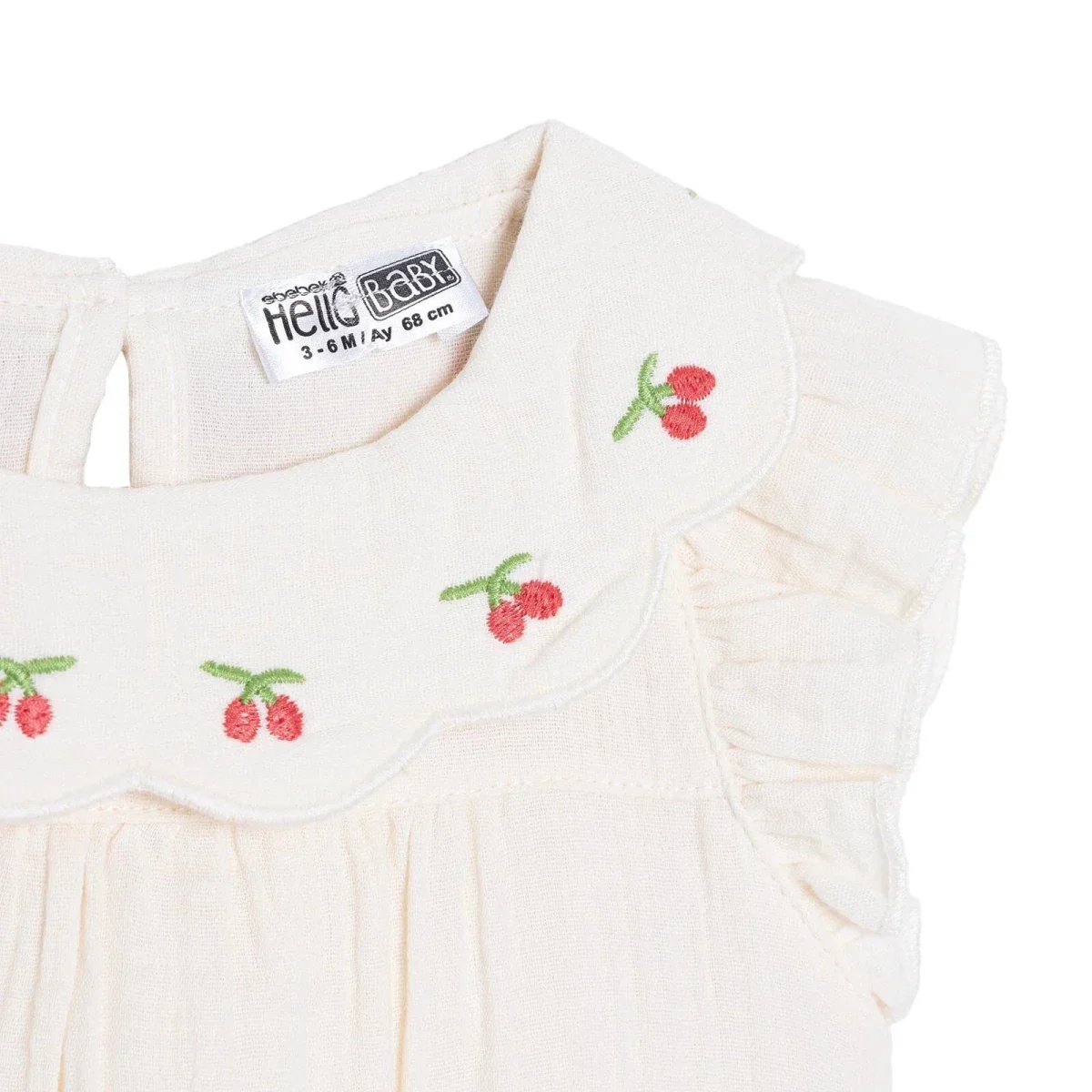 HelloBaby Girls Short-Sleeve Muslin Bodysuit - Ecru - Image 4