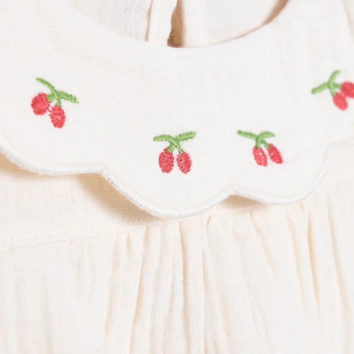HelloBaby Girls Short-Sleeve Muslin Bodysuit - Ecru - Image 5