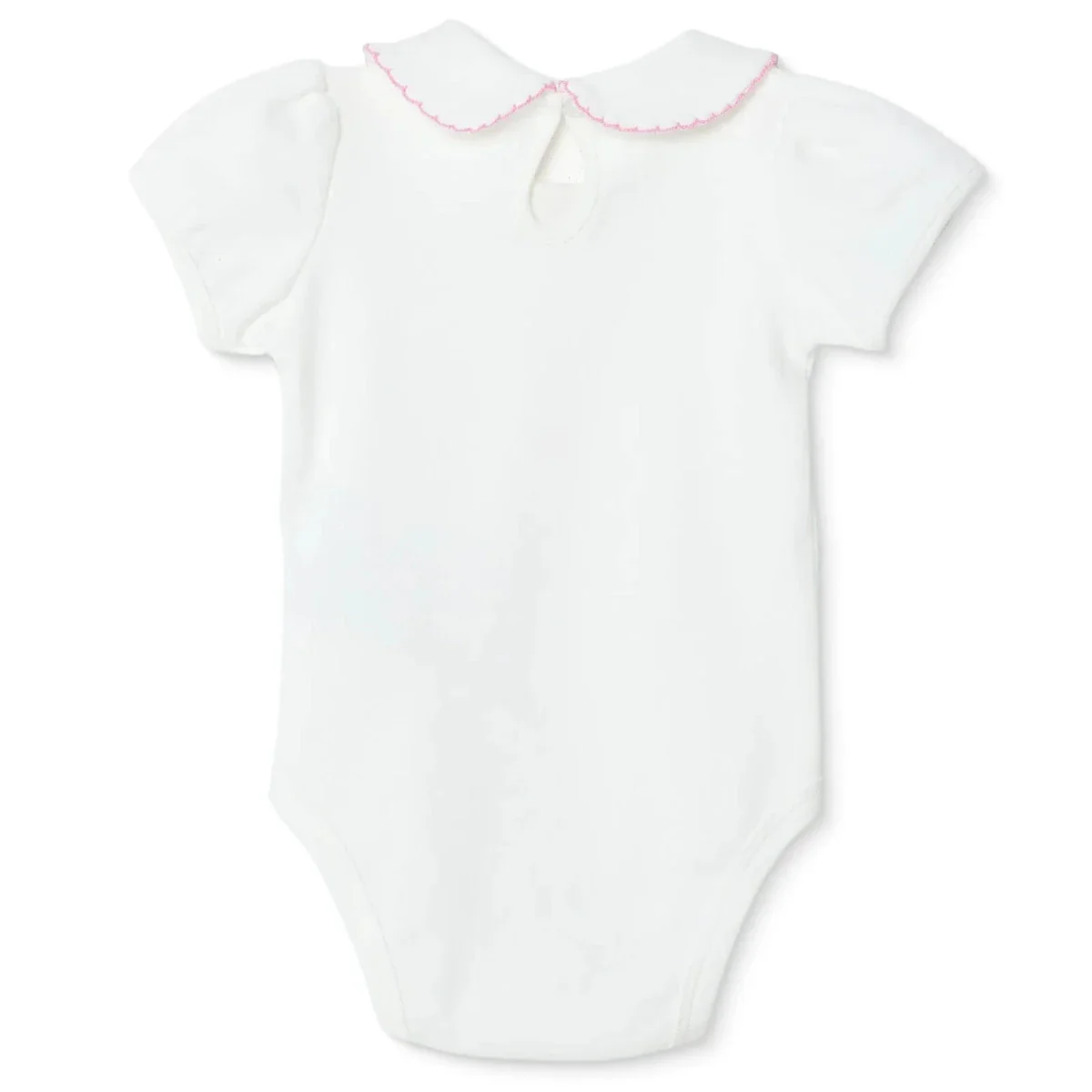 HelloBaby Girls Short-Sleeve Bodysuit Peter Pan Collar - Ecru - Image 2