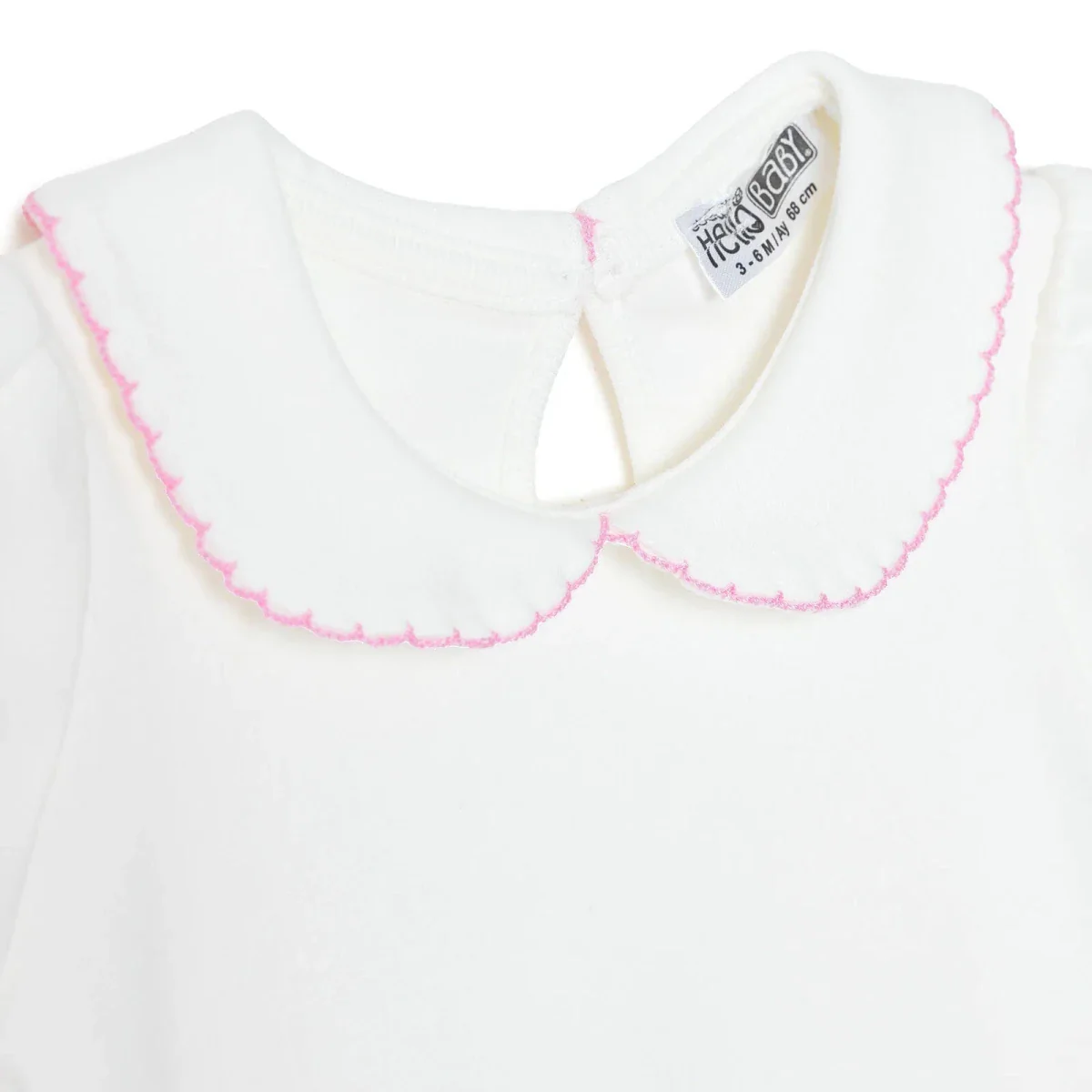 HelloBaby Girls Short-Sleeve Bodysuit Peter Pan Collar - Ecru - Image 3
