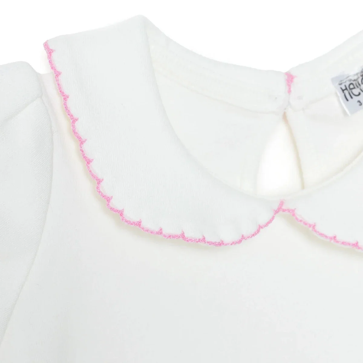 HelloBaby Girls Short-Sleeve Bodysuit Peter Pan Collar - Ecru - Image 4