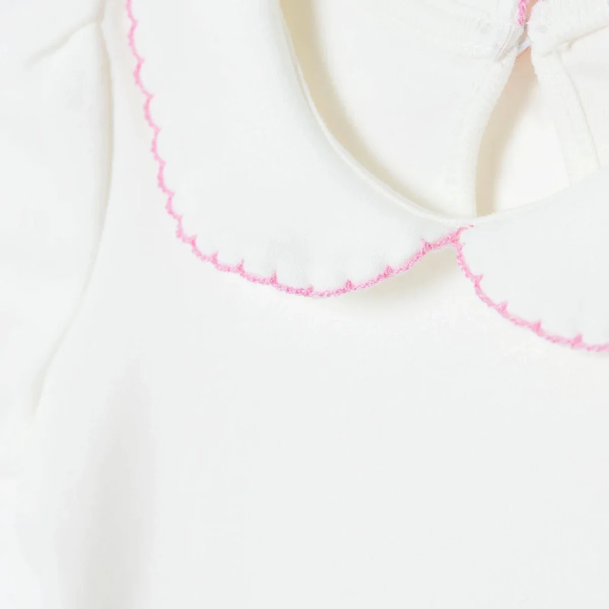 HelloBaby Girls Short-Sleeve Bodysuit Peter Pan Collar - Ecru - Image 5