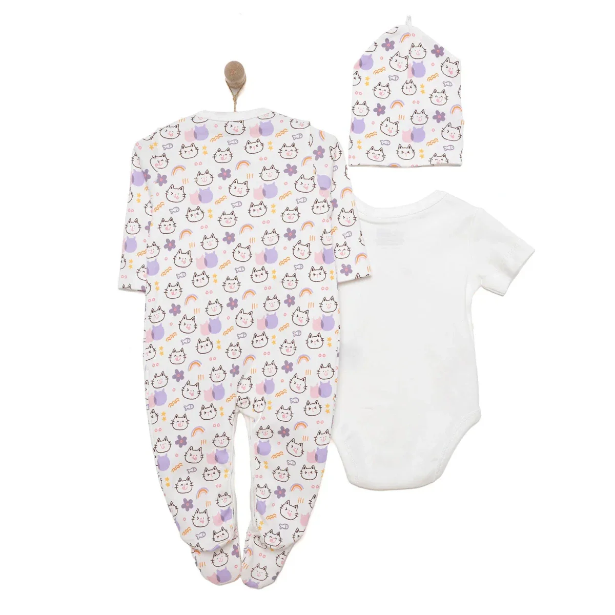 Baby Girl Sleepsuit Bodysuit & Hat Set - Ecru - Image 2