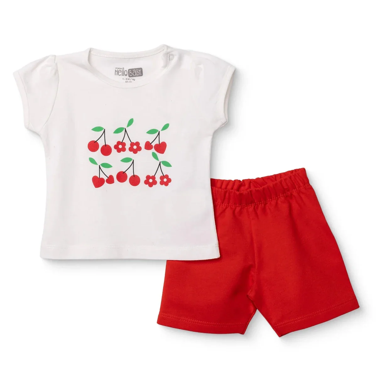 HelloBaby Girls T-shirt & Shorts Set Cherry Print - Red