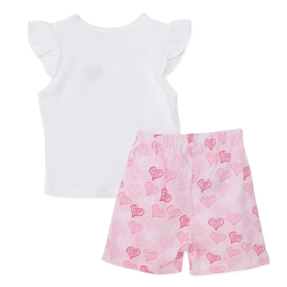 HelloBaby Girls T-shirt & Shorts Set Heart Print - Ecru - Image 2
