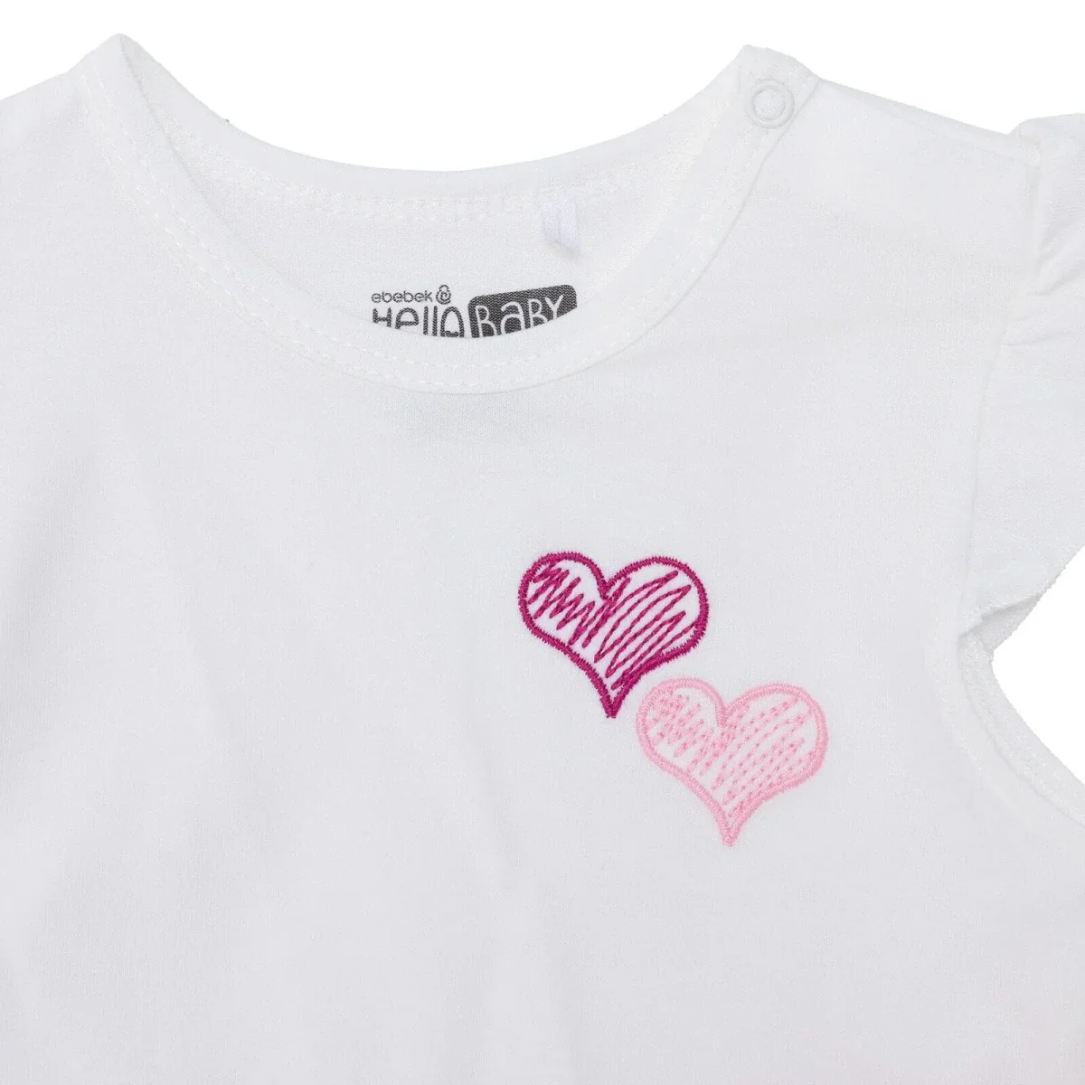 HelloBaby Girls T-shirt & Shorts Set Heart Print - Ecru - Image 3