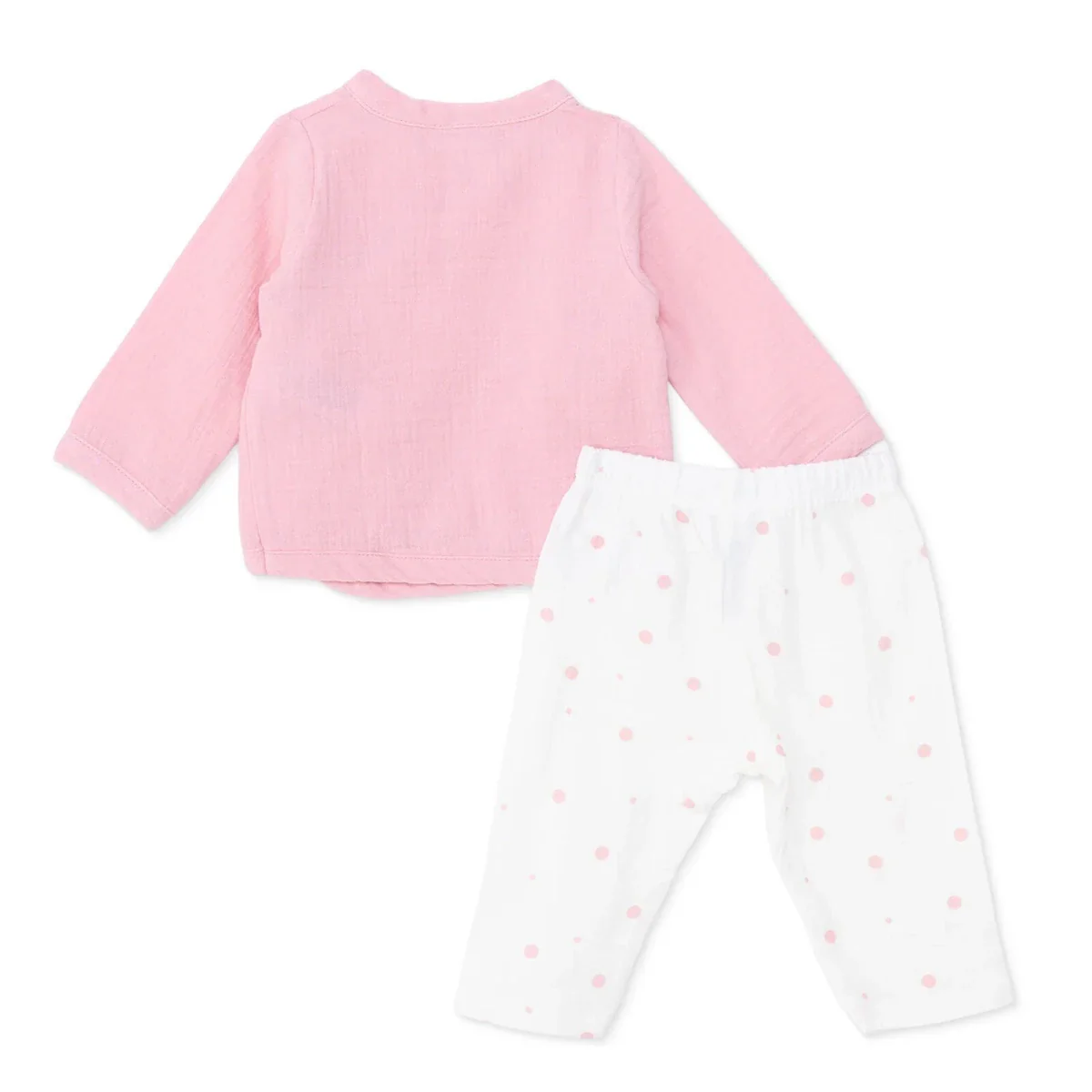 HelloBaby Girls Muslin Vest & Footless Bottom Set Striped - Pink - Image 2