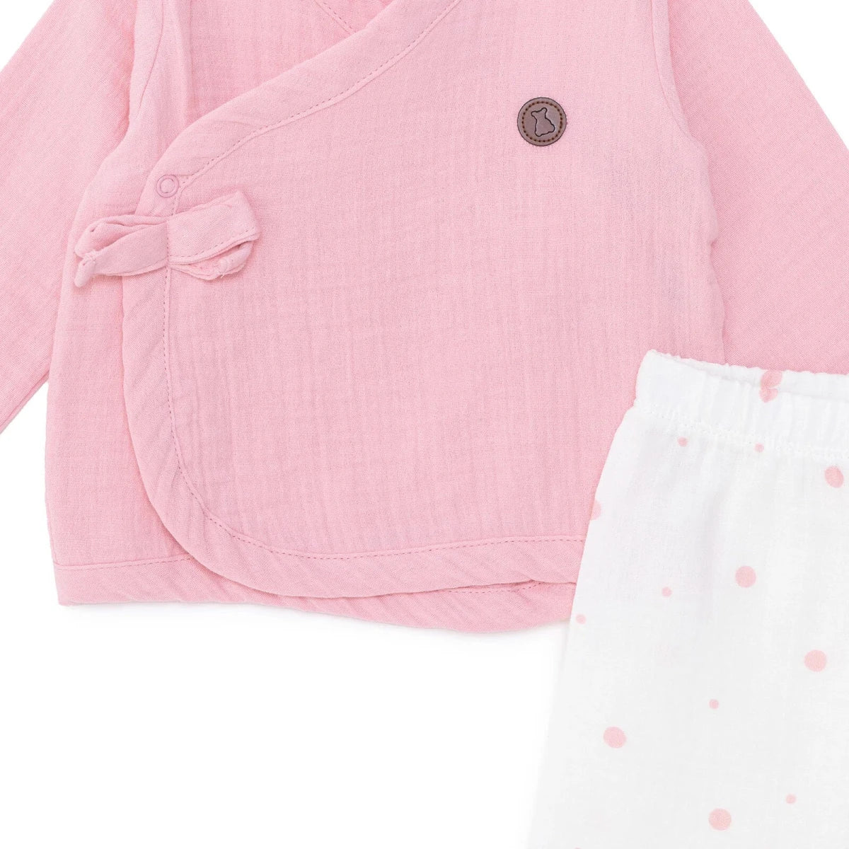 HelloBaby Girls Muslin Vest & Footless Bottom Set Striped - Pink - Image 3