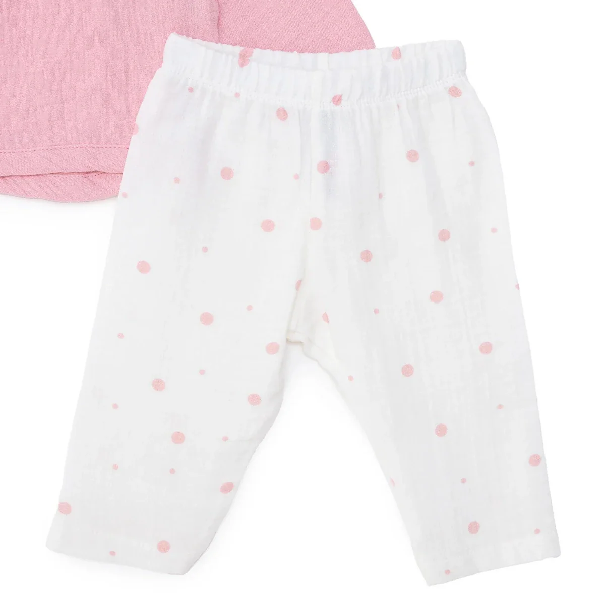 HelloBaby Girls Muslin Vest & Footless Bottom Set Striped - Pink - Image 4