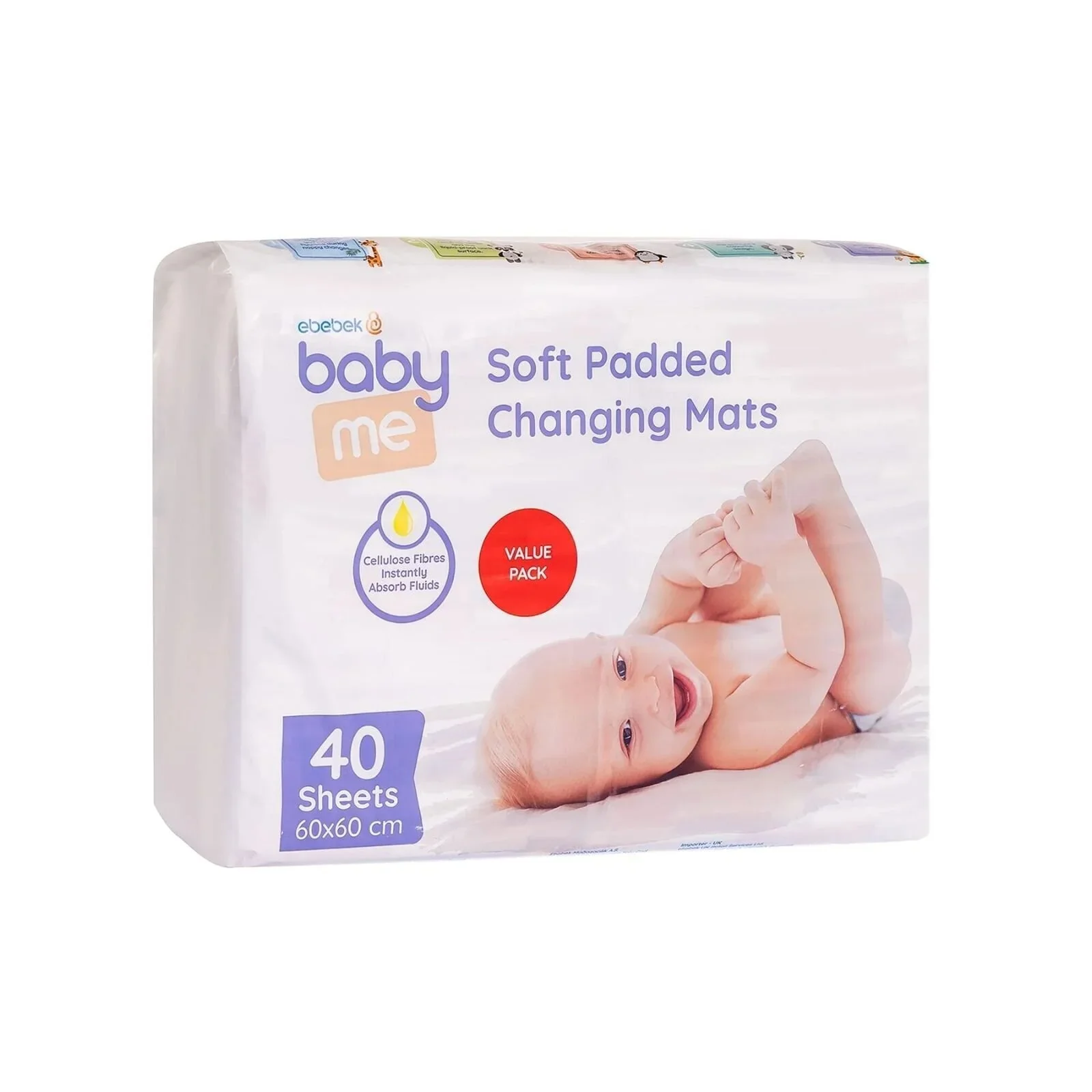 baby me Fluffy Baby Nappy Changing Mats 60x60cm - 40 pcs - Image 2