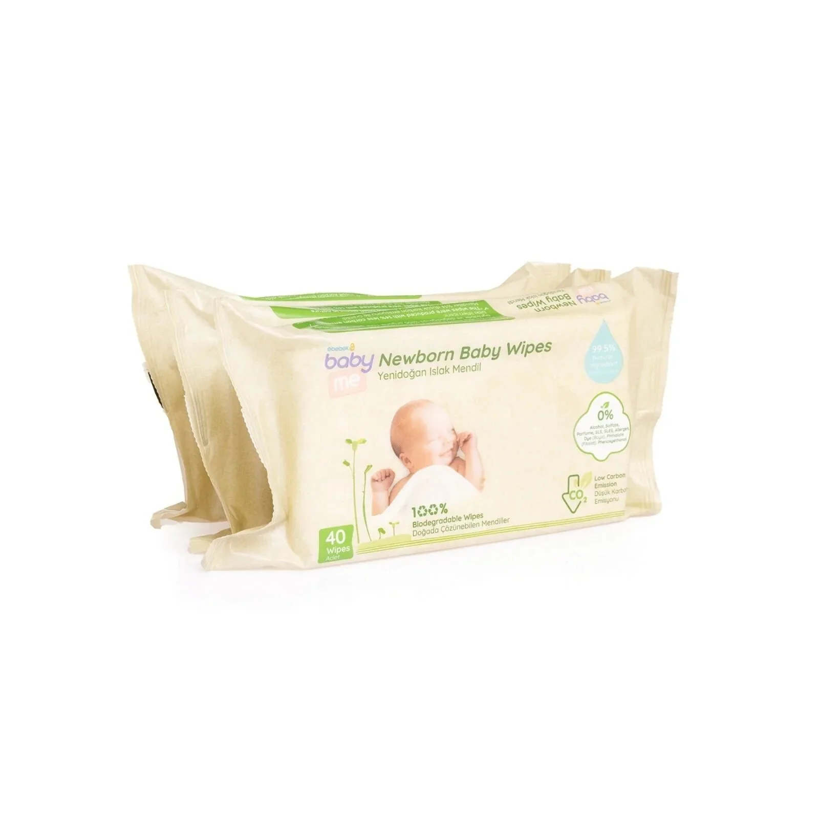 baby me Newborn Baby Biodegradable Wipes 3x40 pcs - Image 2