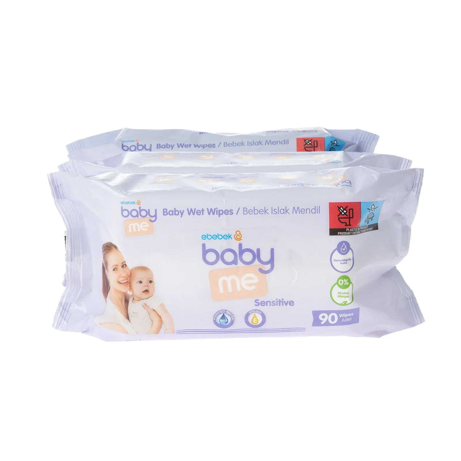 baby me Sensitive Wipes 3x90 pcs - Image 2