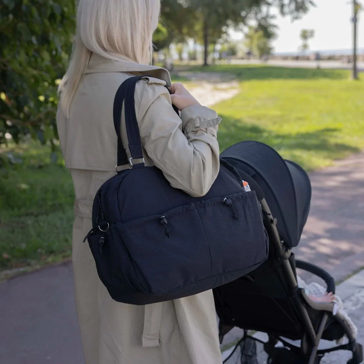 Baby Mom Quilted Shoulder Bag – Black - Image 11