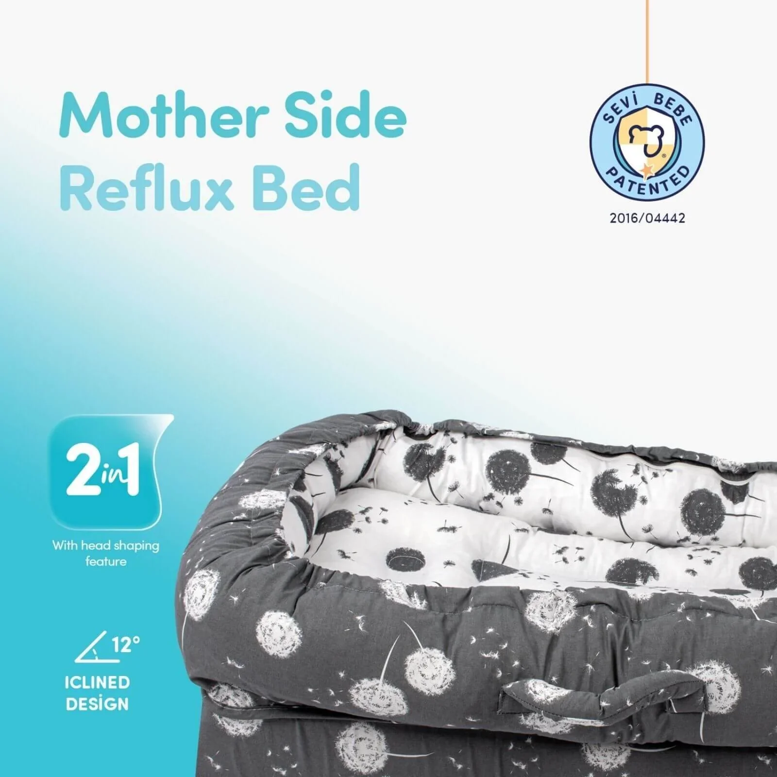 baby plus Mother Side Baby Reflux Bed - Dandelion - Image 2