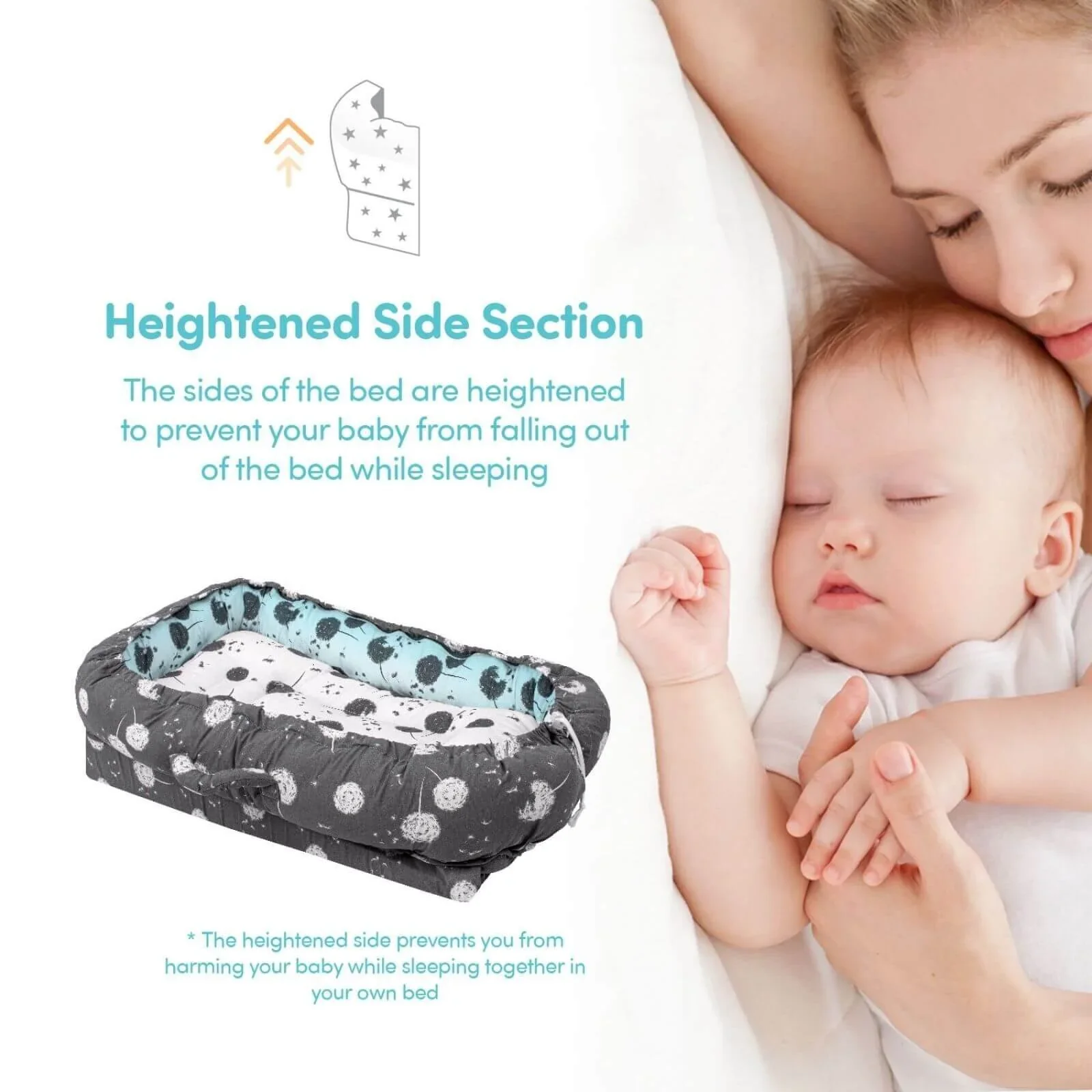 baby plus Mother Side Baby Reflux Bed - Dandelion - Image 4