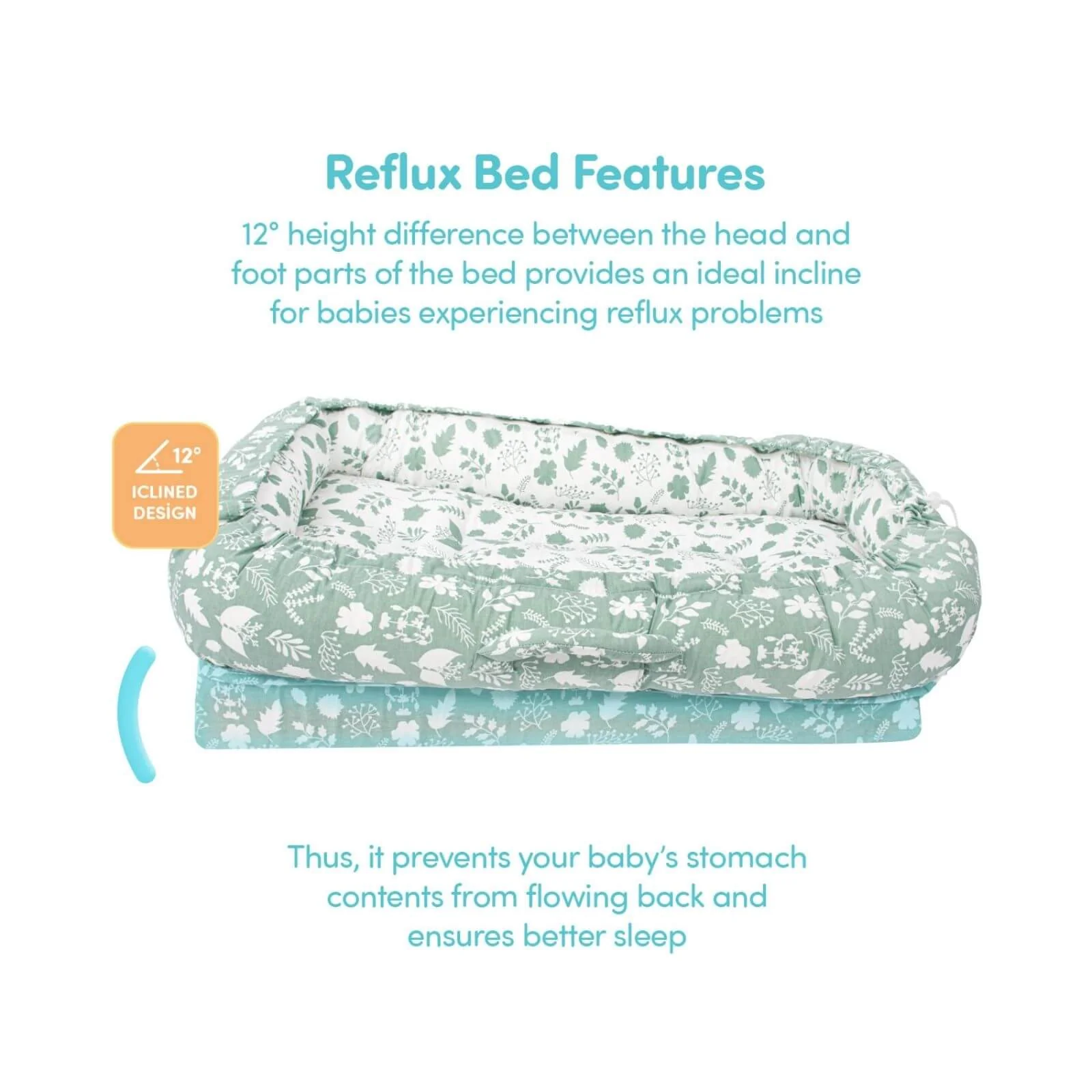 baby plus Mother Side Baby Reflux Bed - Green - Image 3