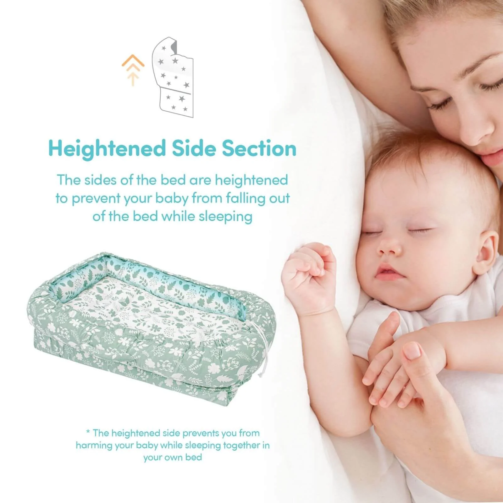 baby plus Mother Side Baby Reflux Bed - Green - Image 4