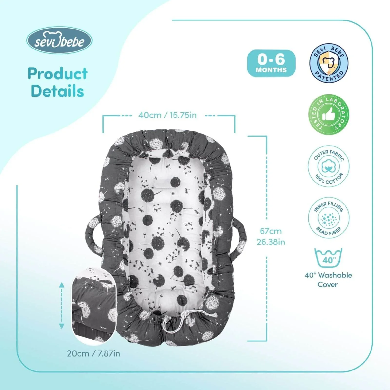 baby plus Mother Side Baby Reflux Bed Dandelion - Image 11