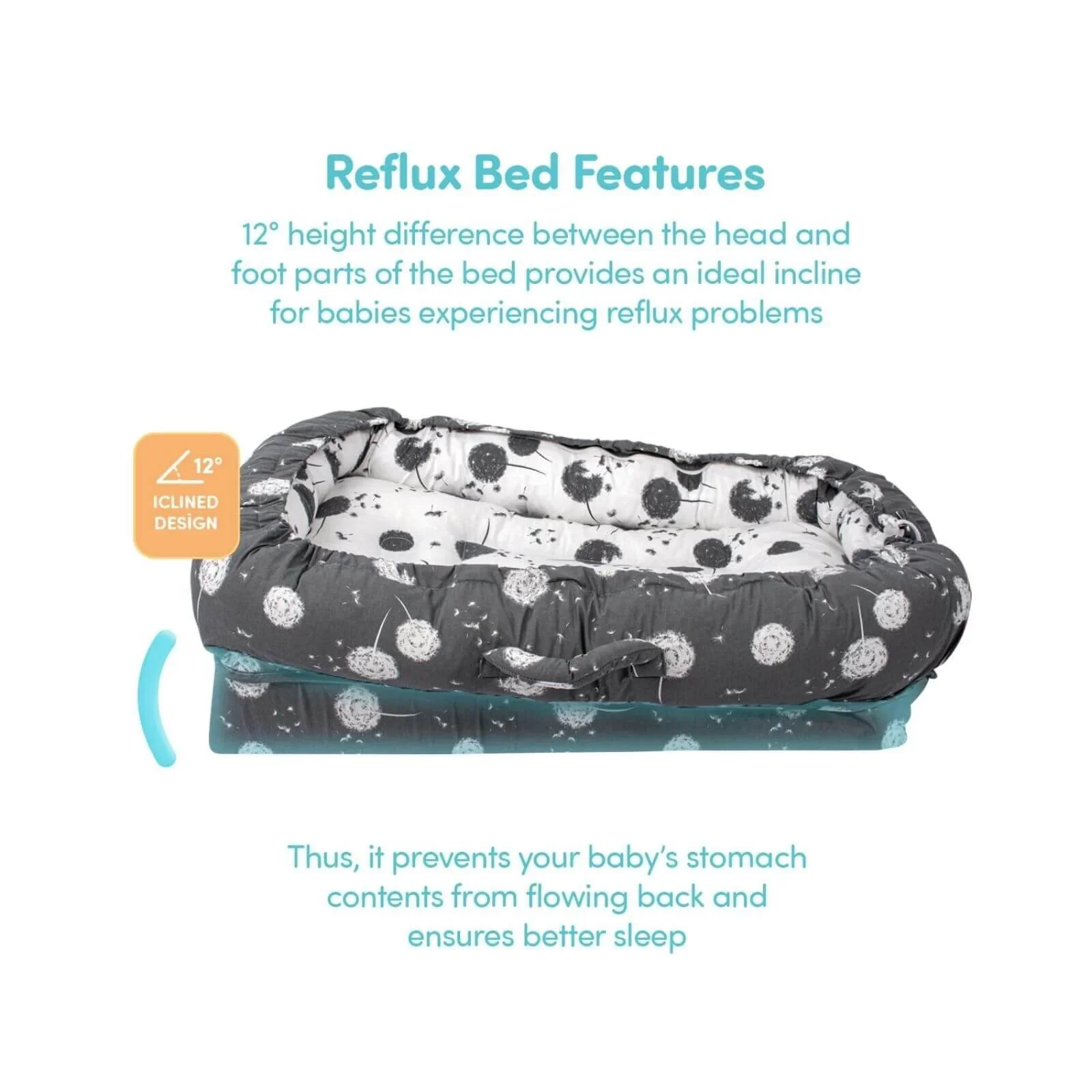 baby plus Mother Side Baby Reflux Bed Dandelion - Image 3