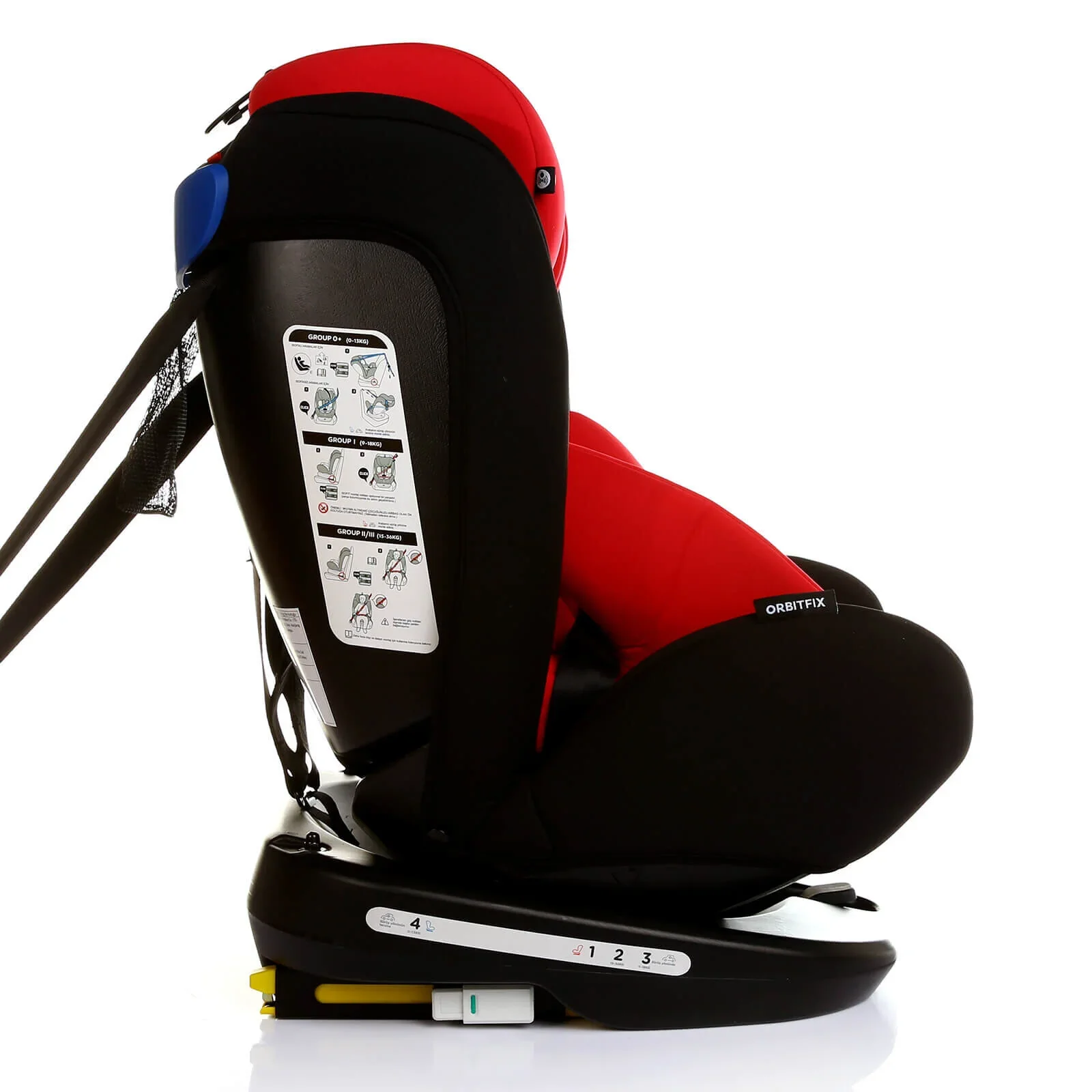 baby plus Orbitfix Group 0+/1/2/3 (Birth to 12 Years) Car Seat - Black Red - Image 3