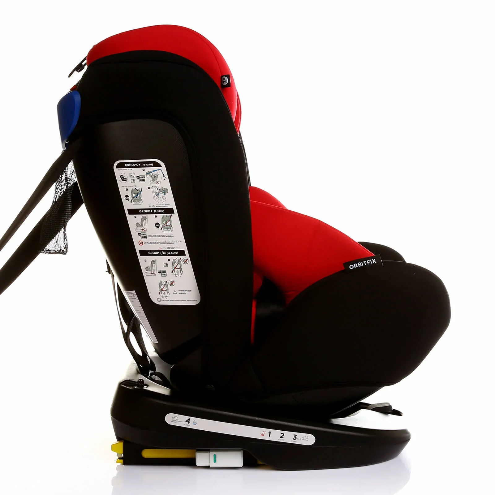 baby plus Orbitfix Group 0+/1/2/3 (Birth to 12 Years) Car Seat - Black Red - Image 4