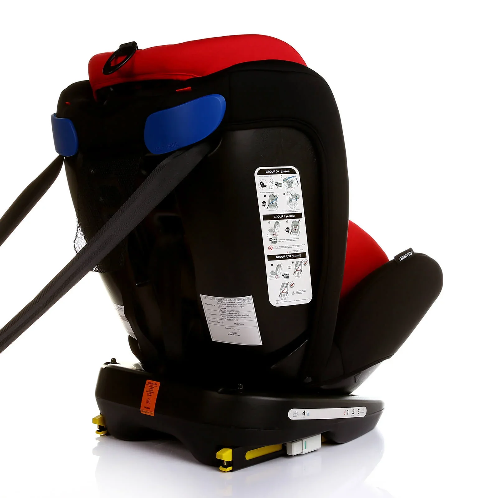 baby plus Orbitfix Group 0+/1/2/3 (Birth to 12 Years) Car Seat - Black Red - Image 5