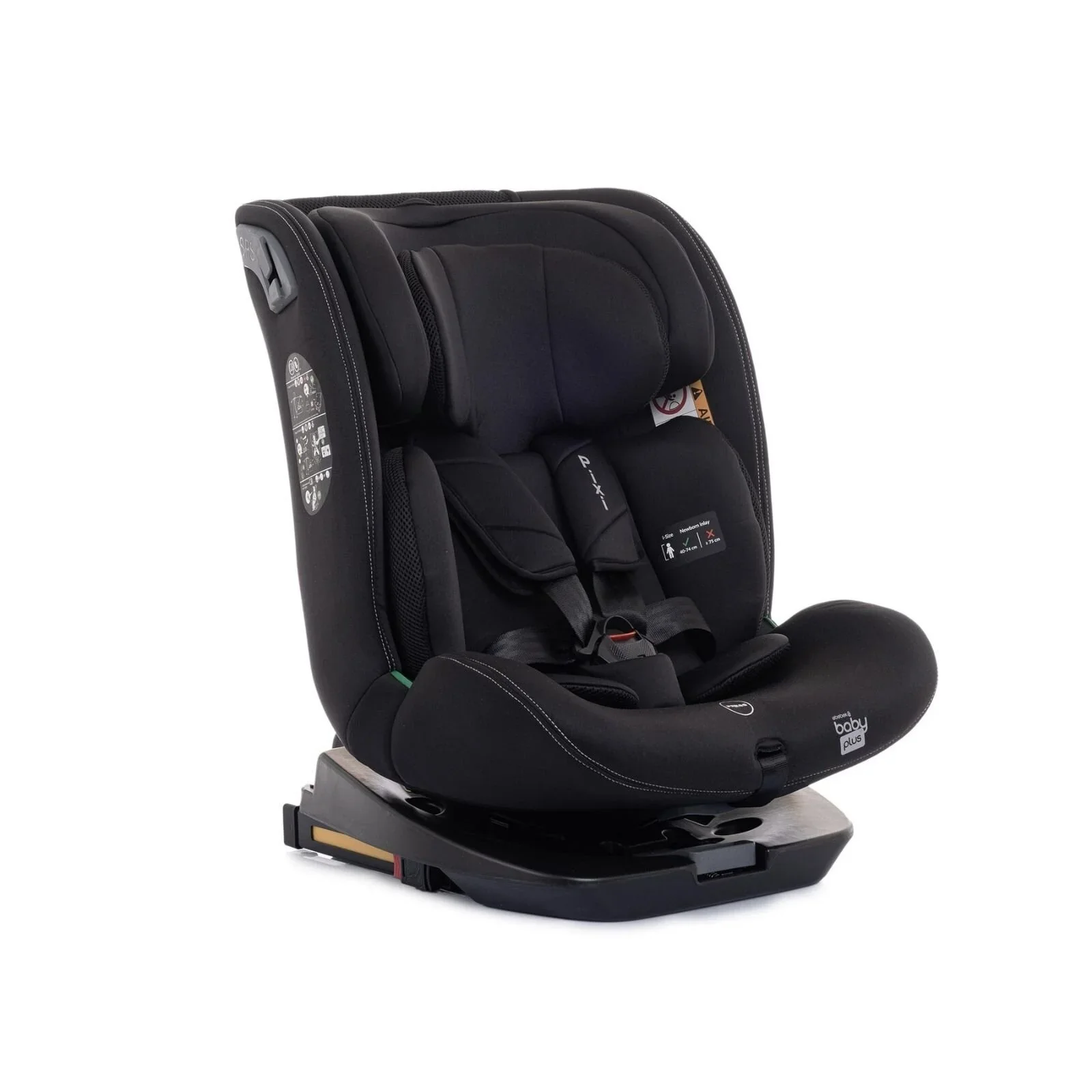baby plus Pixi i-Size Group 0+/1/2/3 (Birth to 12 Years) Car Seat - Black - Image 2