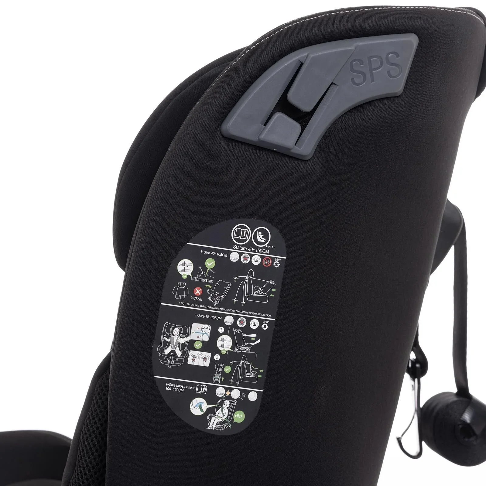 baby plus Pixi i-Size Group 0+/1/2/3 (Birth to 12 Years) Car Seat - Black - Image 32