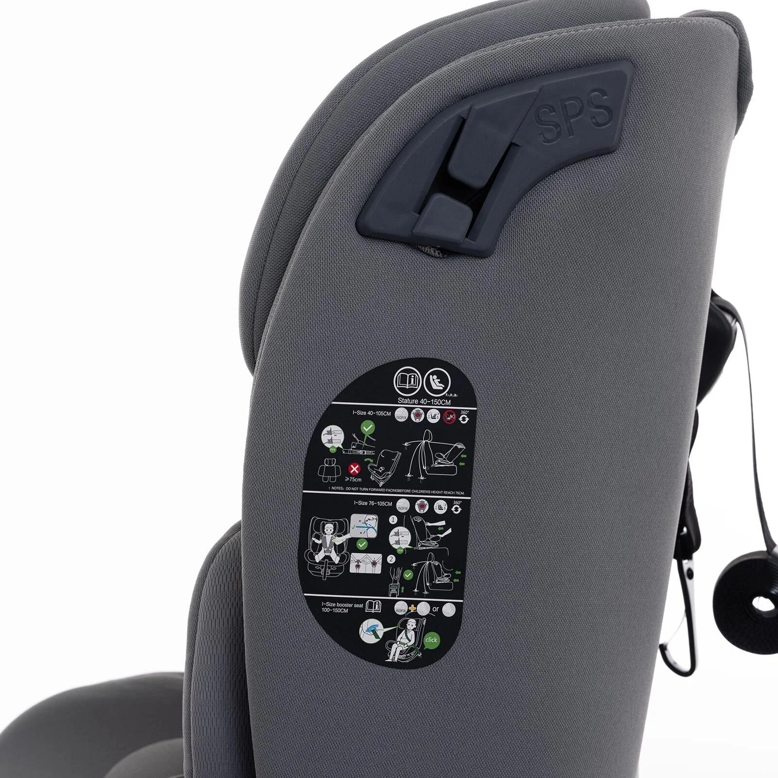 baby plus Pixi i-Size Group 0+/1/2/3 (Birth to 12 Years) Car Seat - Grey - Image 15