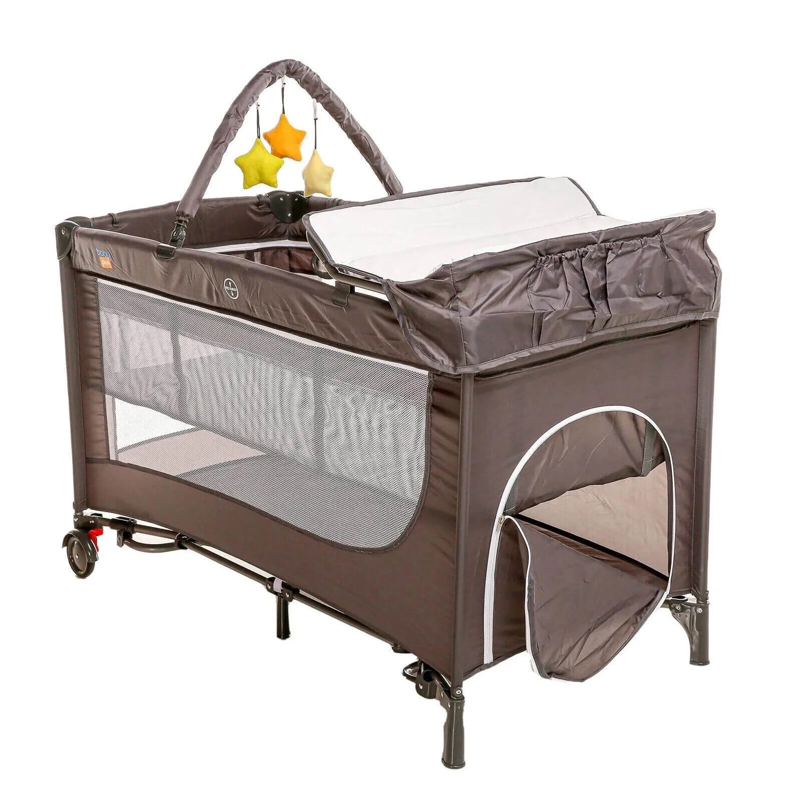 baby plus Play-Sleep Travel Cot - Grey - Image 3