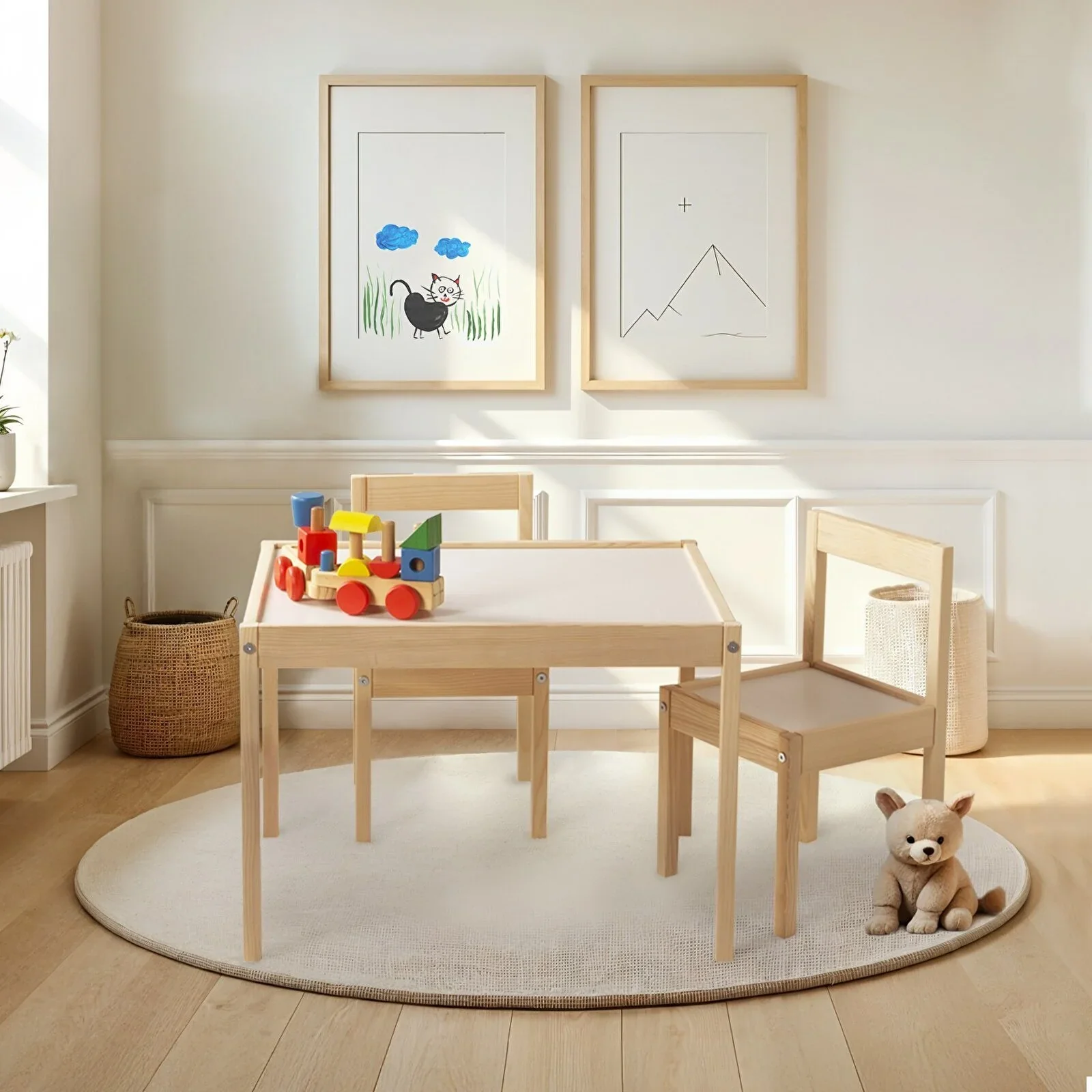 baby toys Montessori Wooden Table & Chair Set - Image 3