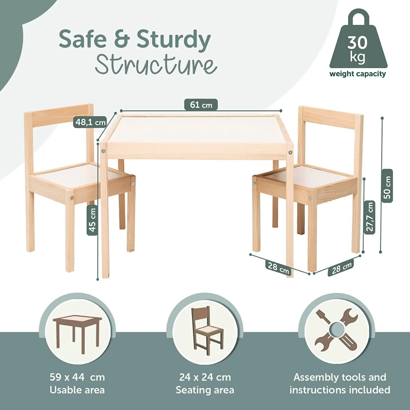 baby toys Montessori Wooden Table & Chair Set - Image 4