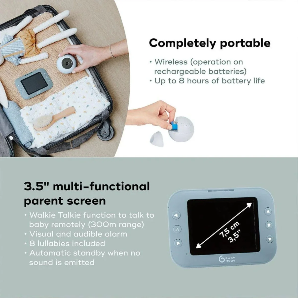 Babymoov Babyphone Yoo Roll Video Baby Monitor - Image 6