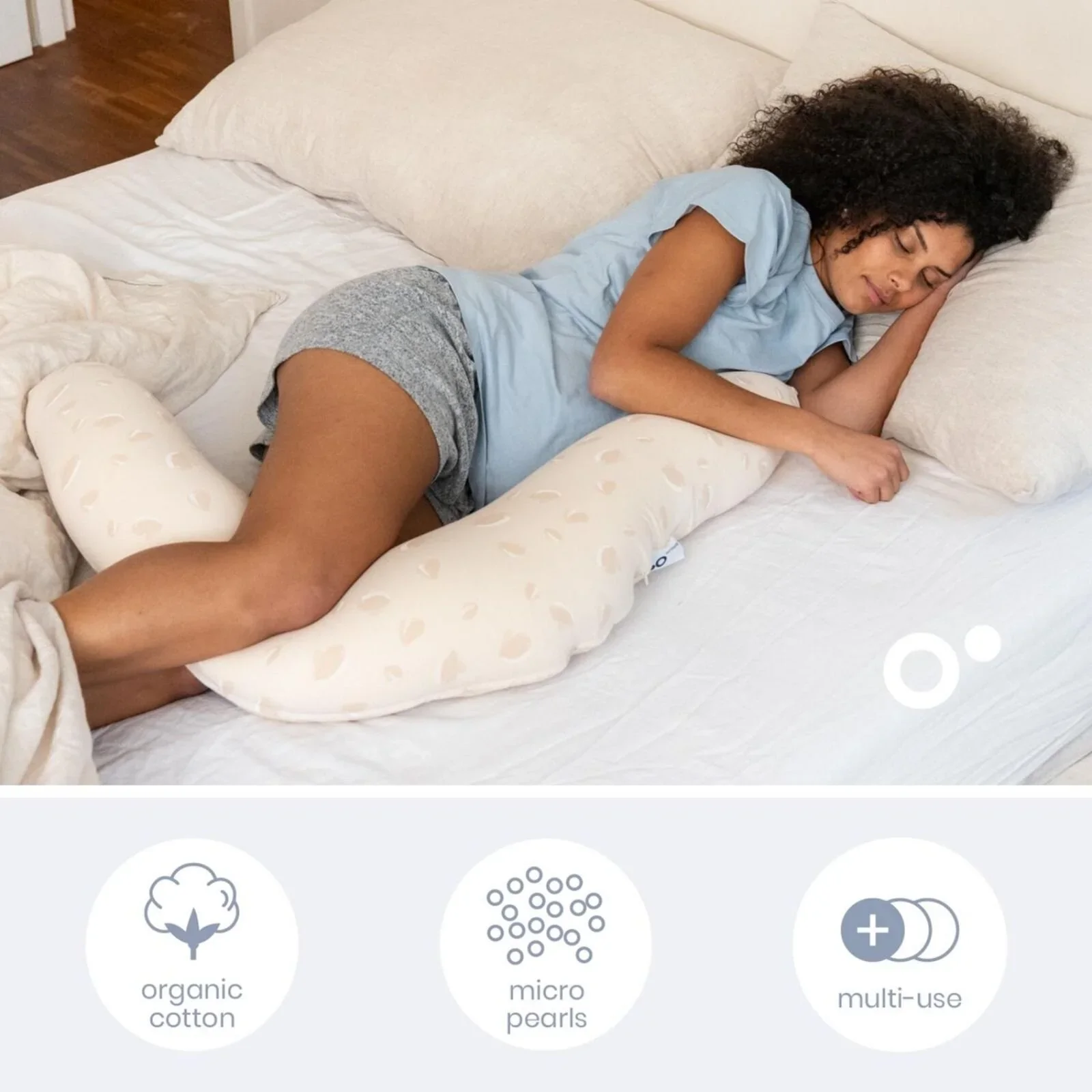 Doomoo Twisty 2-in-1 Petals Pregnancy Pillow - Latte - Image 4