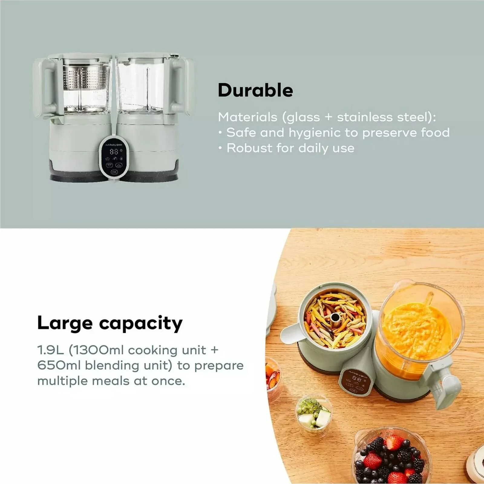 Babymoov Nutribaby Glass 4-in-1 Baby Food Maker - Image 2