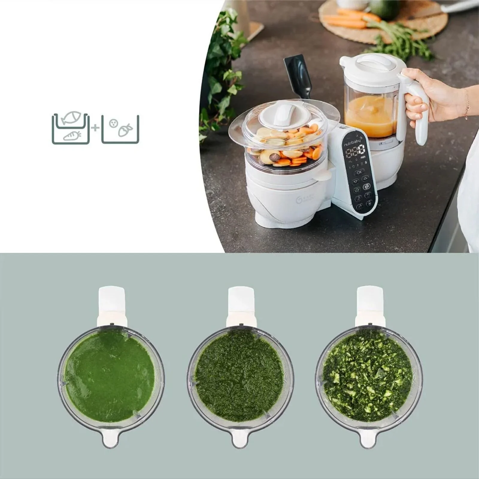 Babymoov Nutribaby (+) 6-in-1 Baby Food Maker - Mineral - Image 10