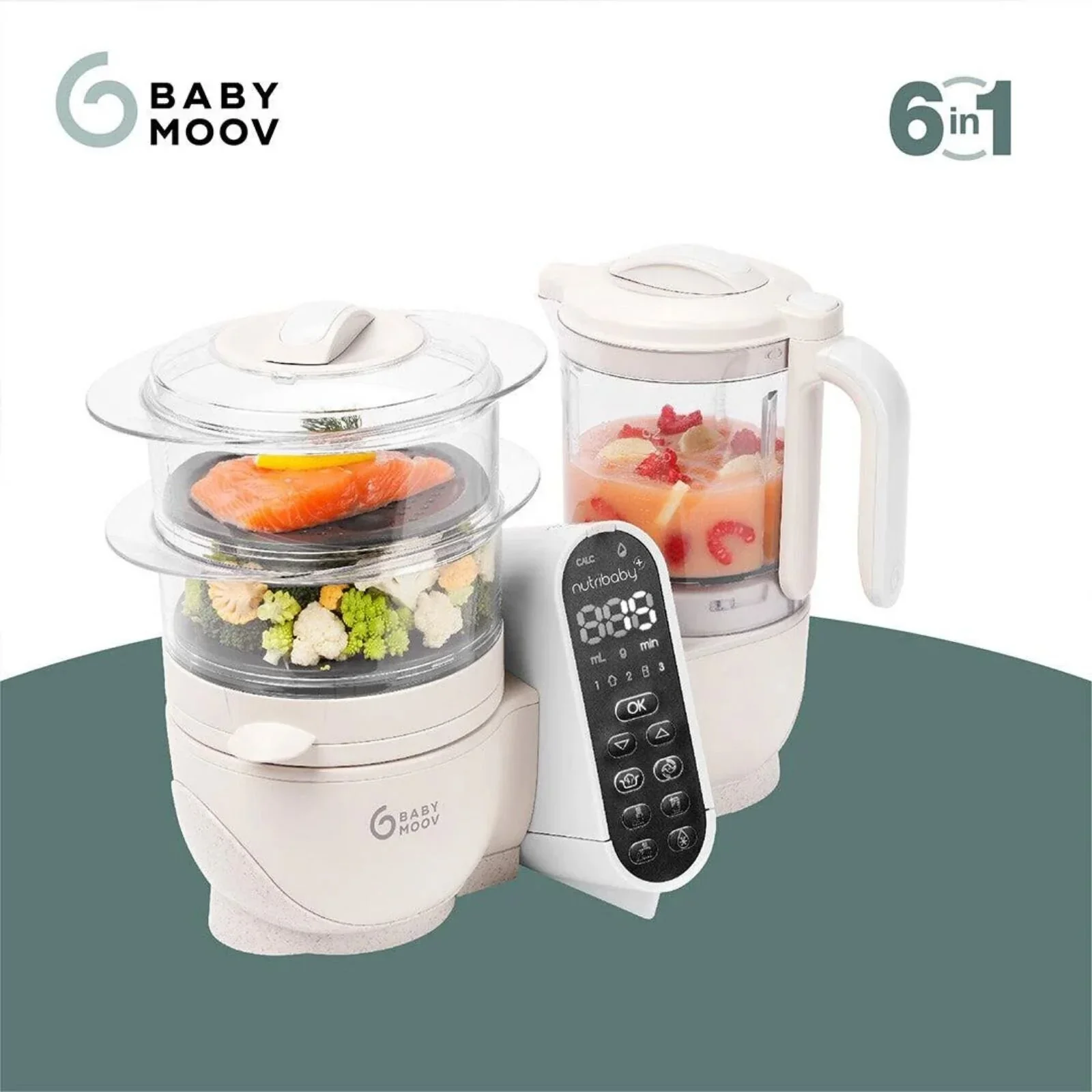 Babymoov Nutribaby (+) 6-in-1 Baby Food Maker - Mineral - Image 12