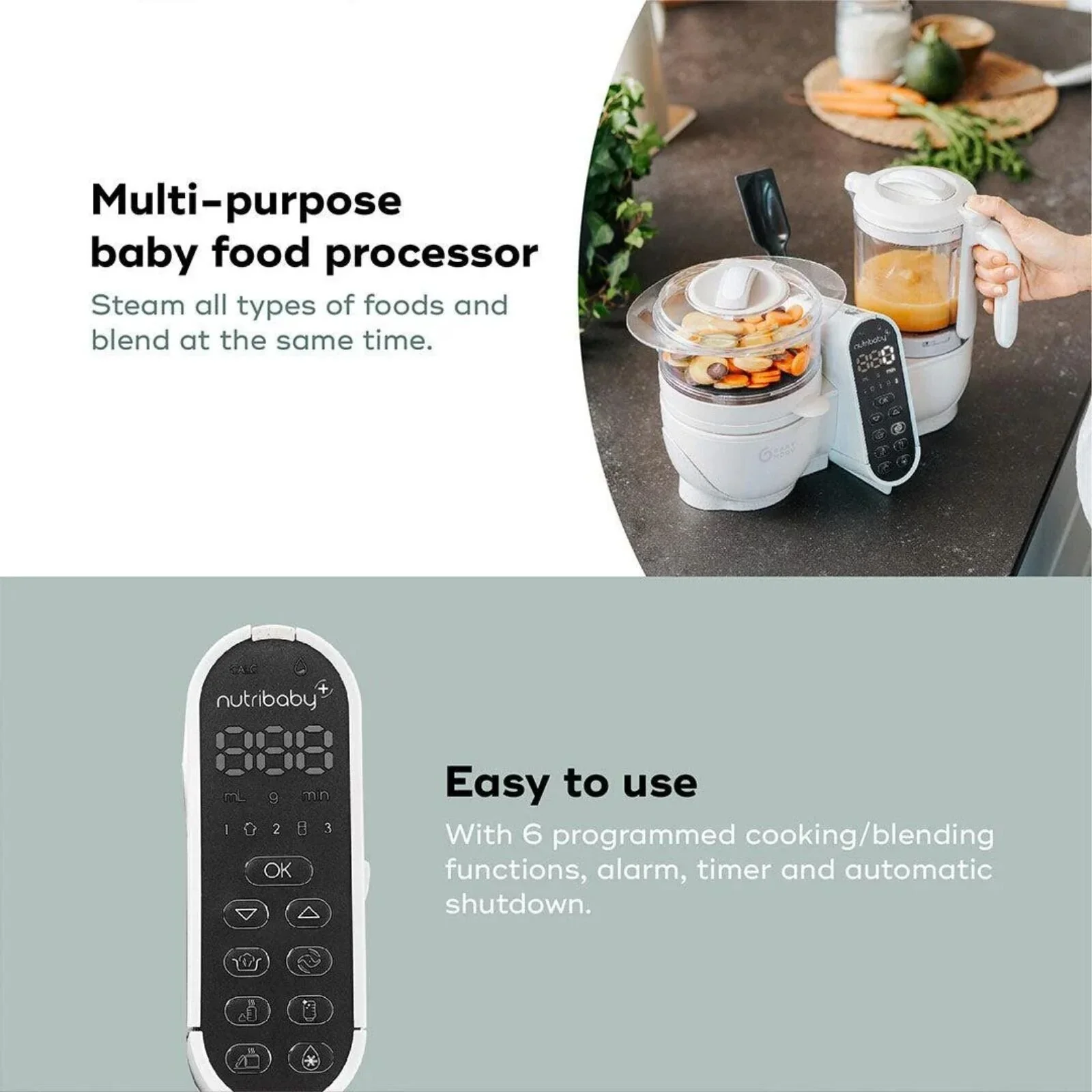 Babymoov Nutribaby (+) 6-in-1 Baby Food Maker - Mineral - Image 7