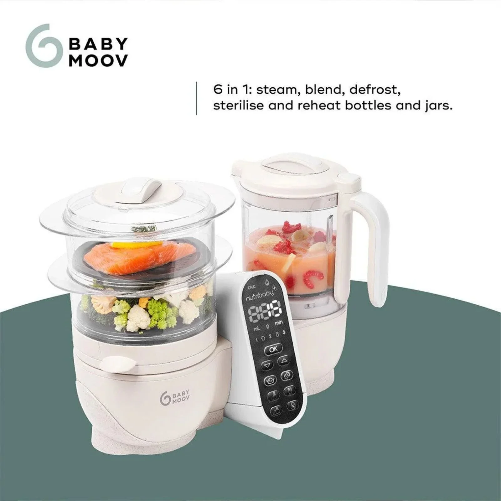 Babymoov Nutribaby (+) 6-in-1 Baby Food Maker - Mineral - Image 8
