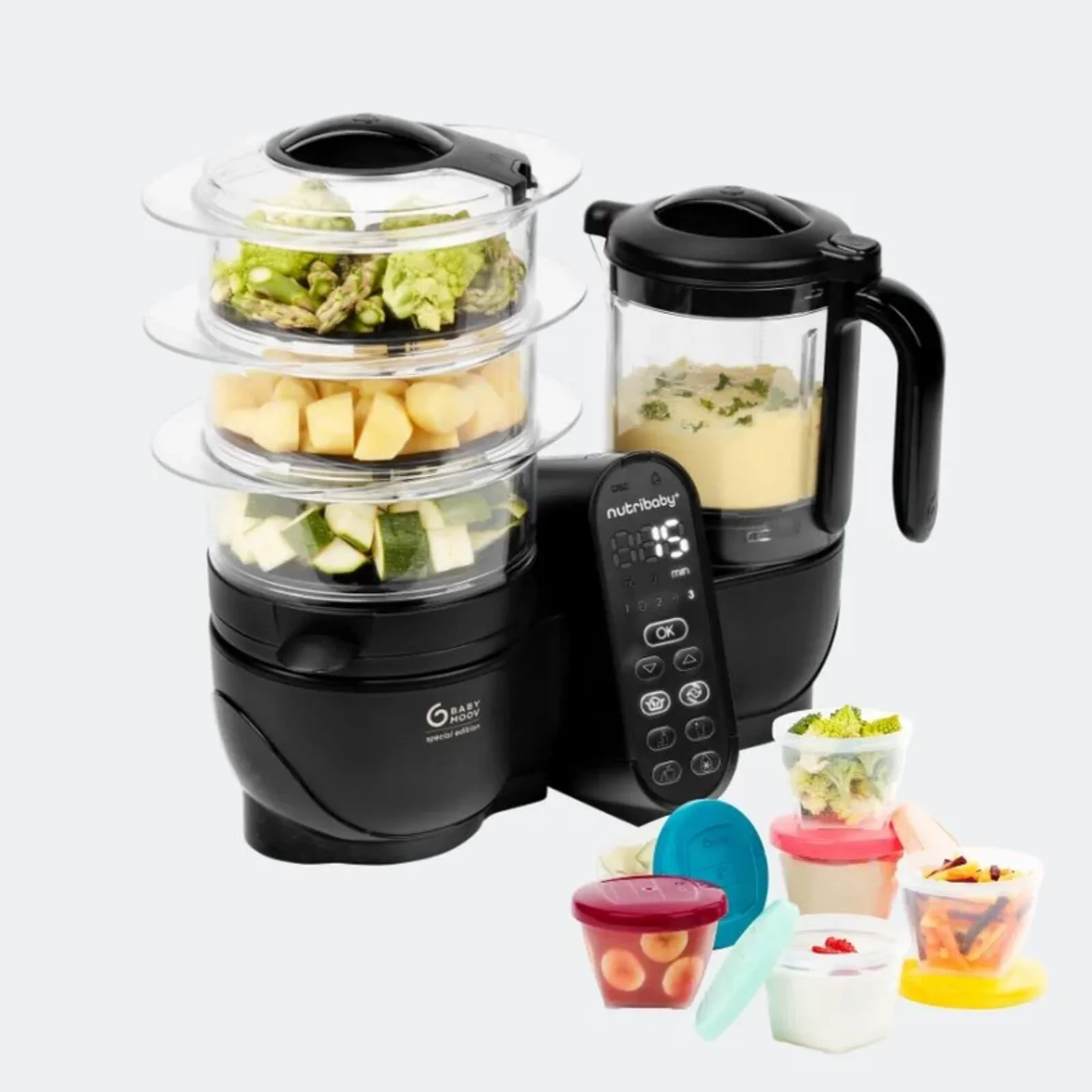 Babymoov Nutribaby (+) XL 6-in-1 Baby Food Maker - Black Edition - Image 3