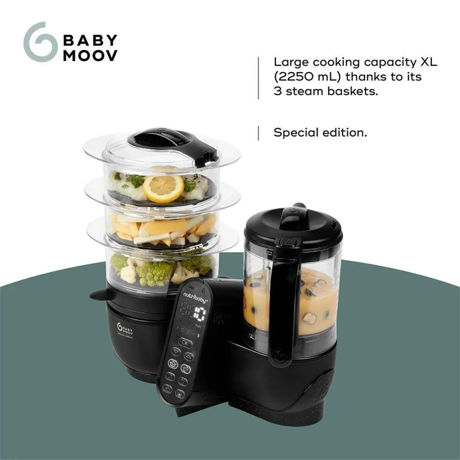 Babymoov Nutribaby (+) XL 6-in-1 Baby Food Maker - Black Edition - Image 5