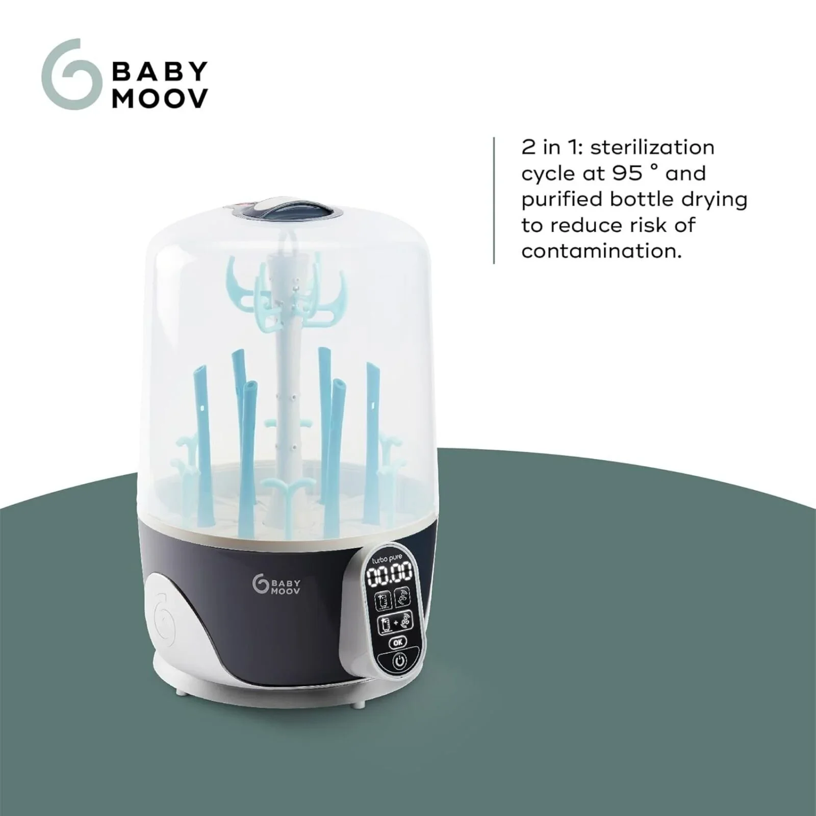 Babymoov Turbo Pure 3-in-1 Steriliser & Dryer & Purified Bottle Storage - Image 2