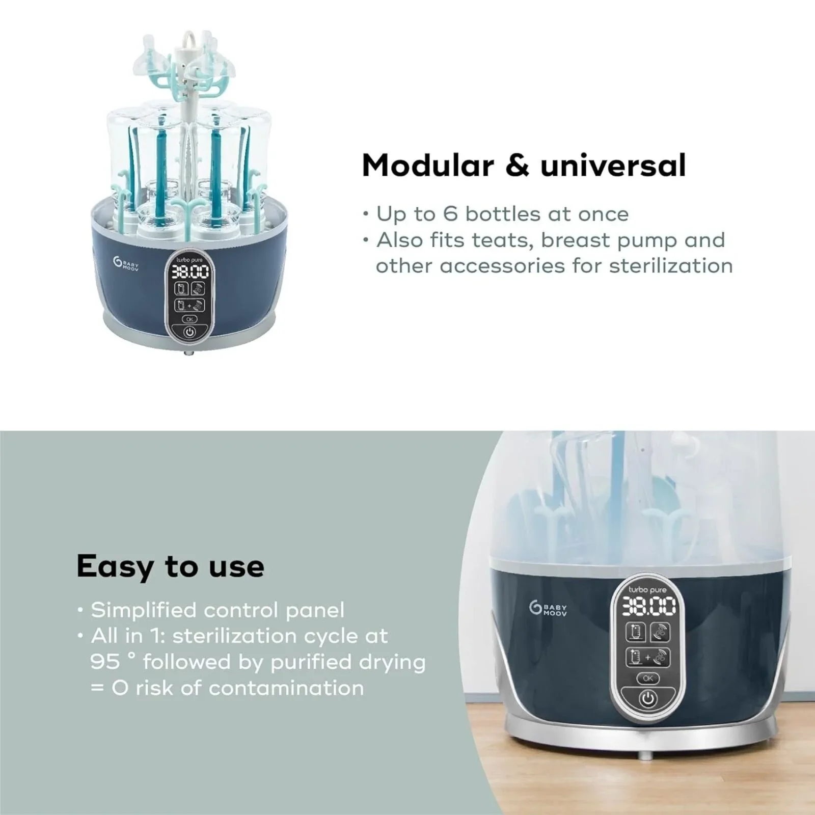 Babymoov Turbo Pure 3-in-1 Steriliser & Dryer & Purified Bottle Storage - Image 4