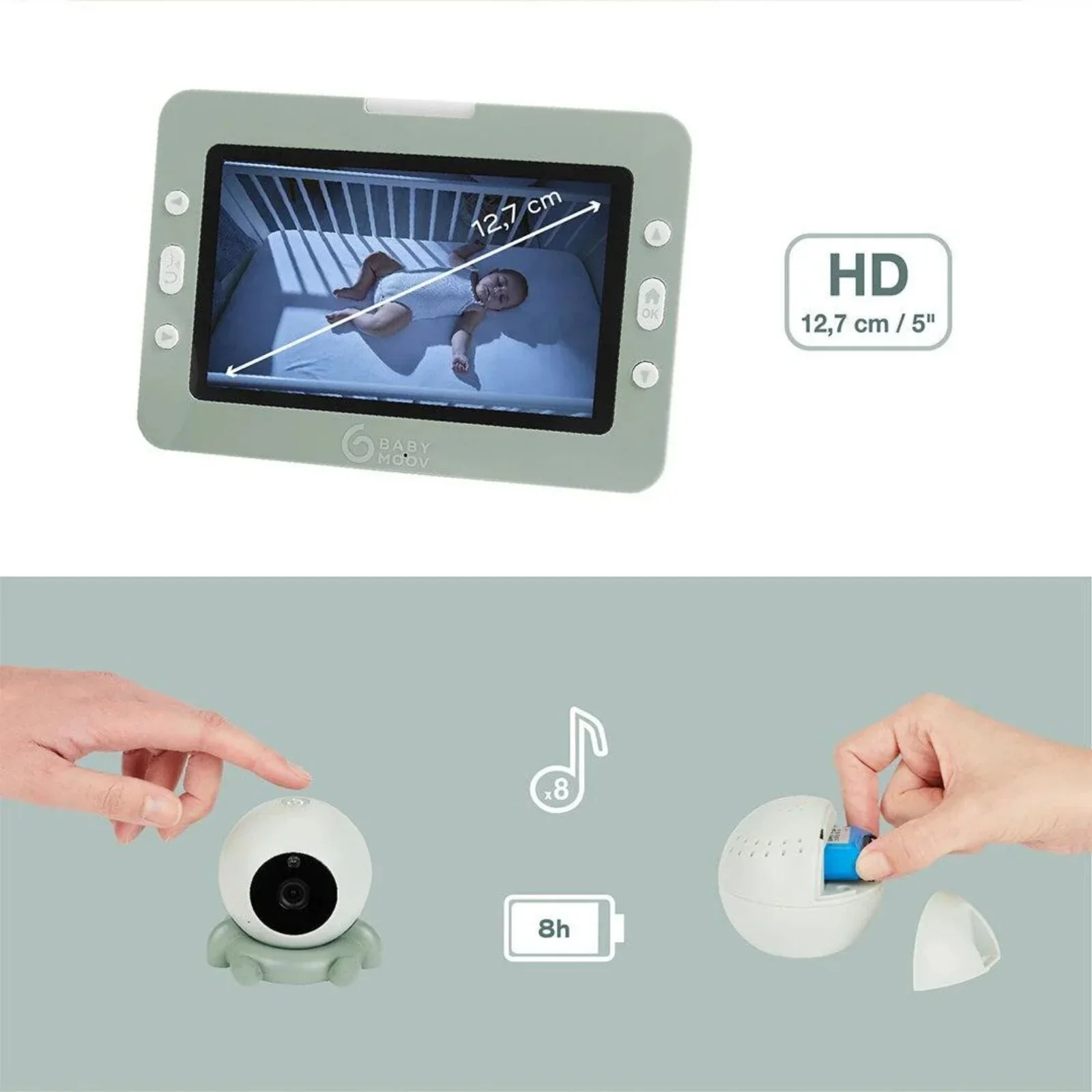 Babymoov Yoo Go Plus 5" HD Video Monitor - Green - Image 3