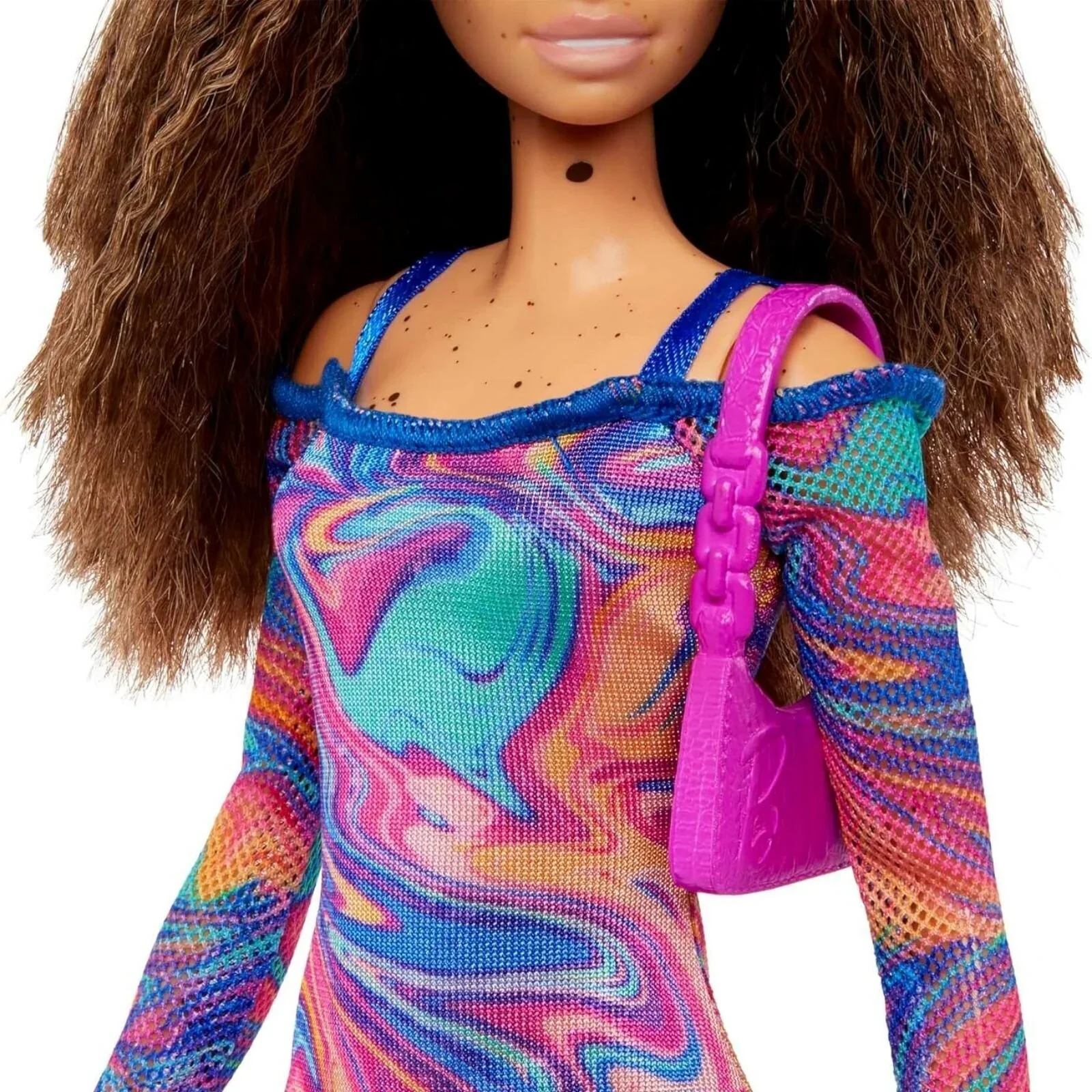 Barbie Fashionista Doll with Rainbow Marble Printed Dress - Image 3